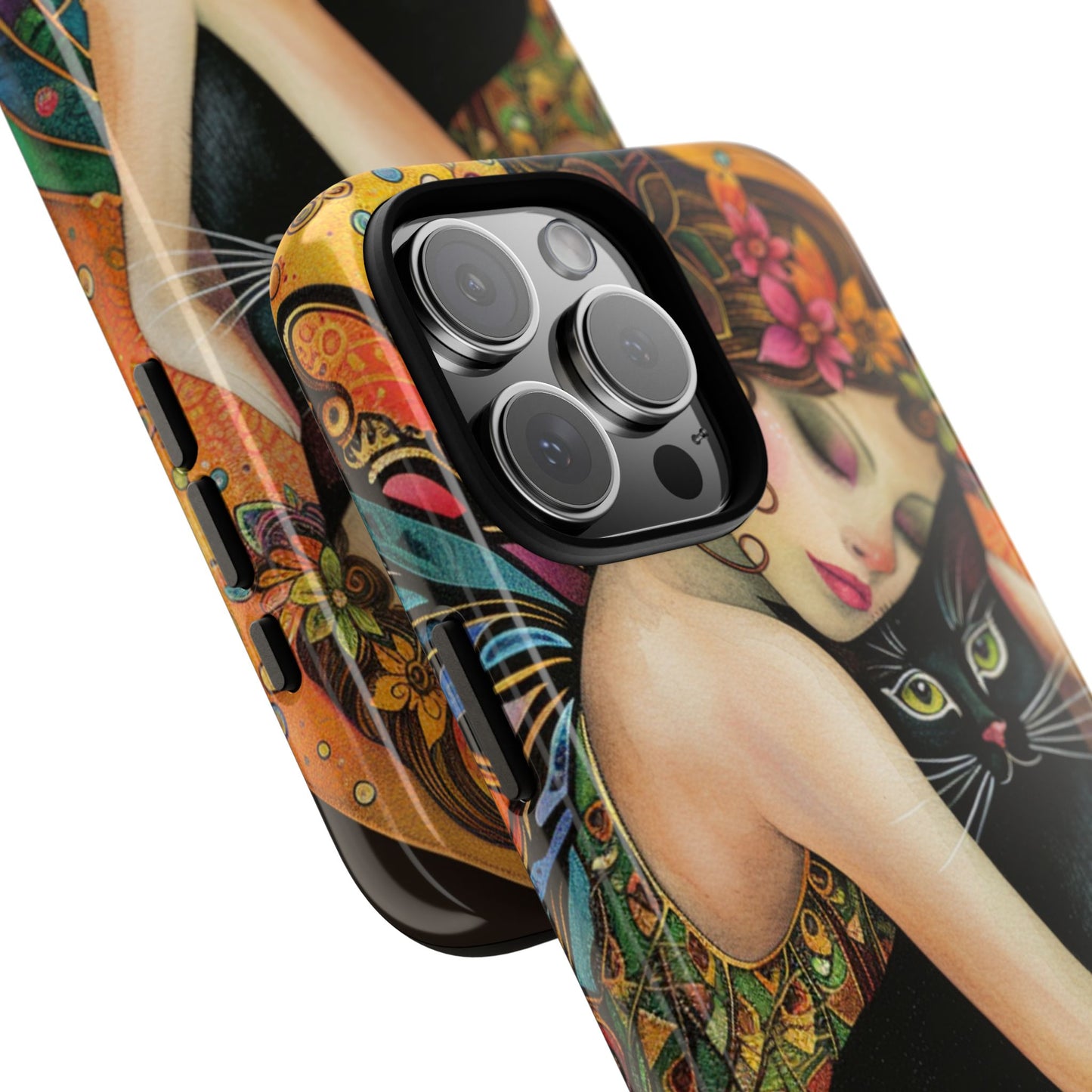 Colorful Art Phone Case with Cat and Fairy Design, Phone Cover Gift for Cat Lovers, Unique Floral Case, Magical Design, Vibrant Phone [...]