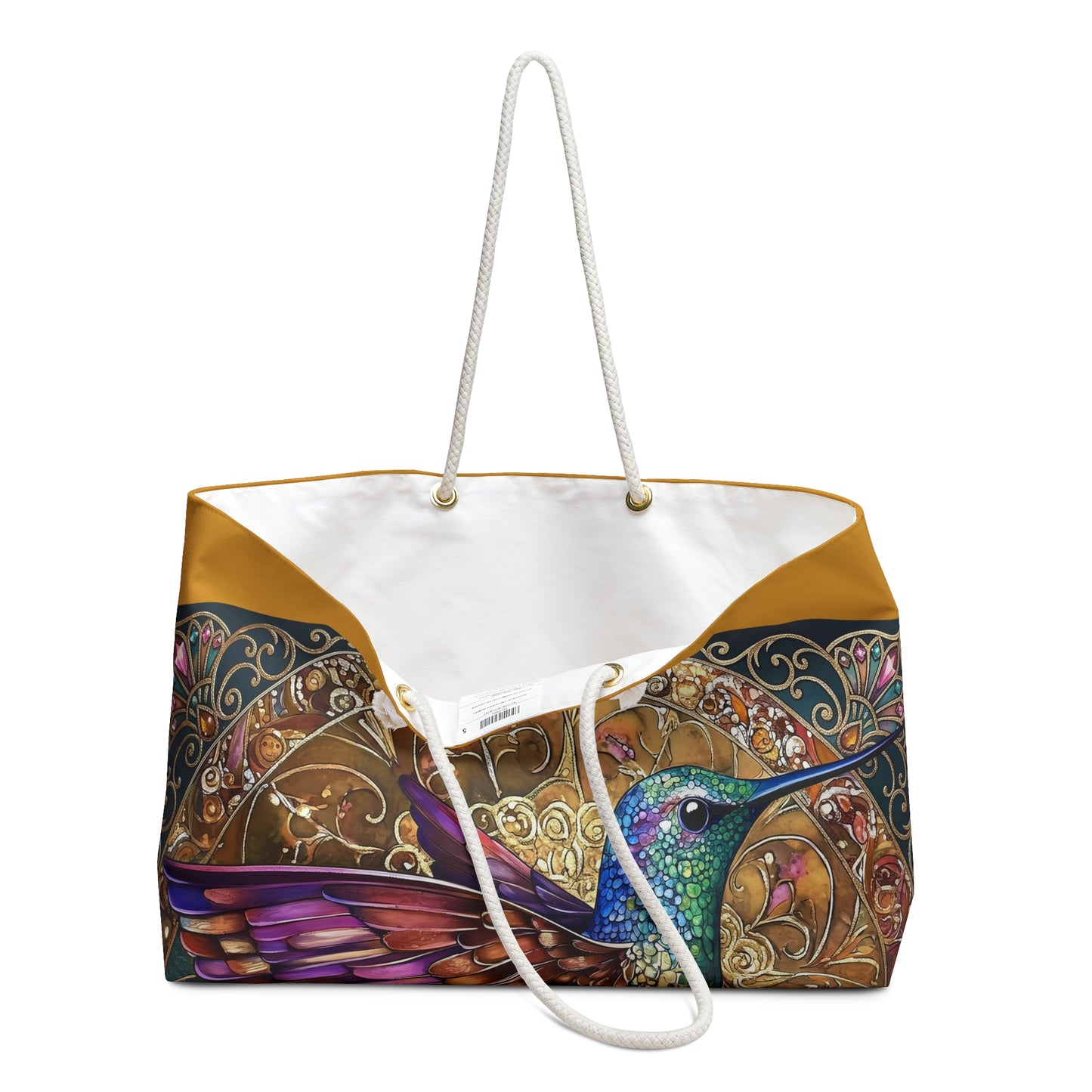Colorful Hummingbird Mandala Weekender Bag Boho Travel Tote