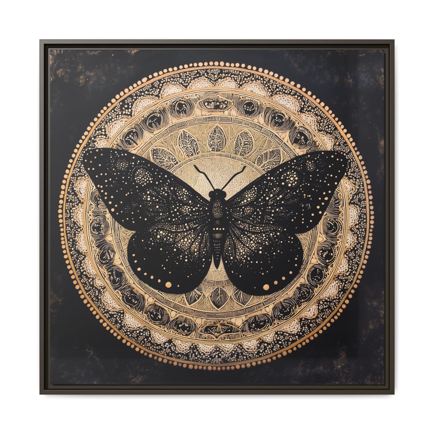 Black Moth Mandala Matte Canvas Framed | Wall Art