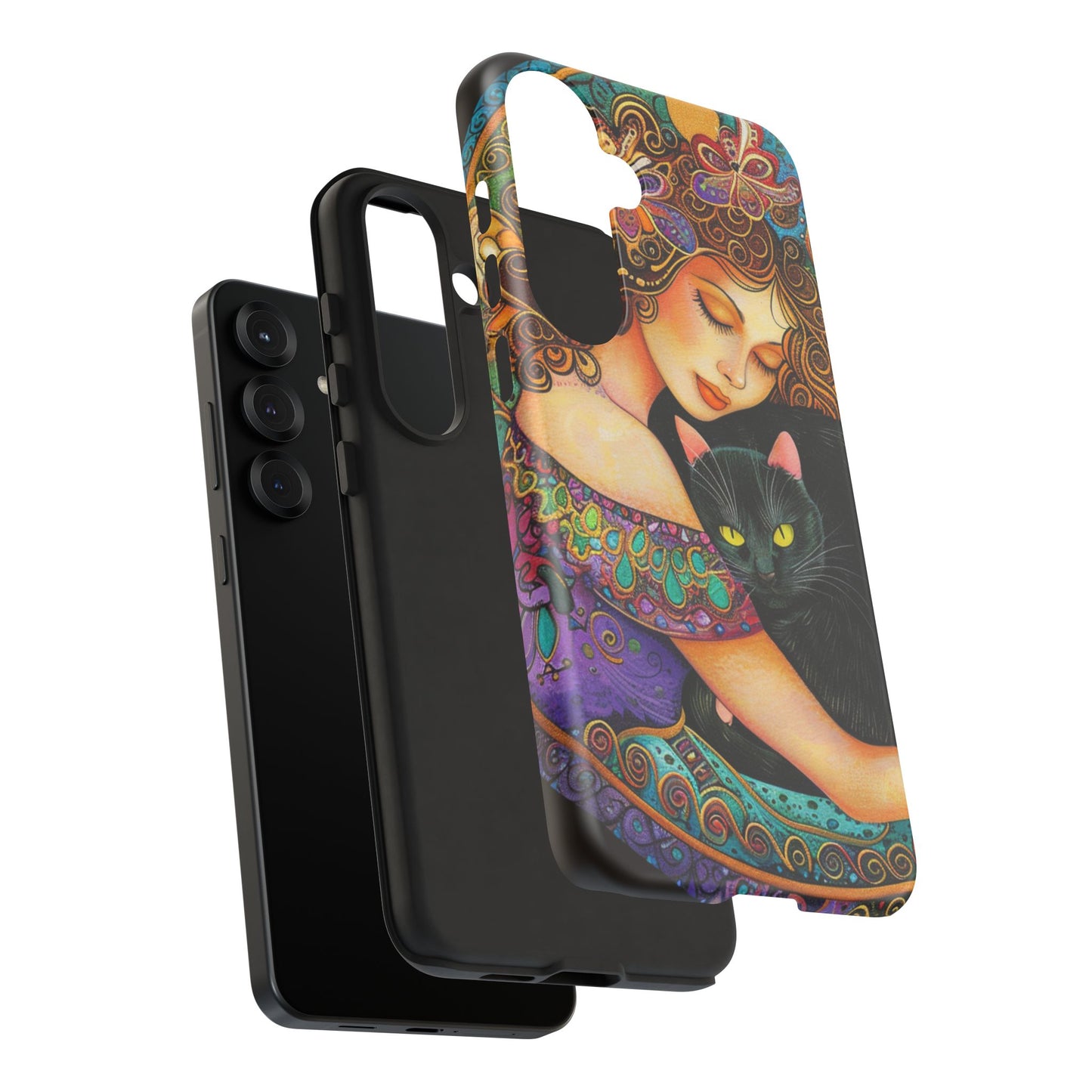 Colorful Cat Art Phone Case, Tough Phone Cover for Cat Lovers, Gift for Pet Owners, Artistic Mobile Case, Cute Cat Design