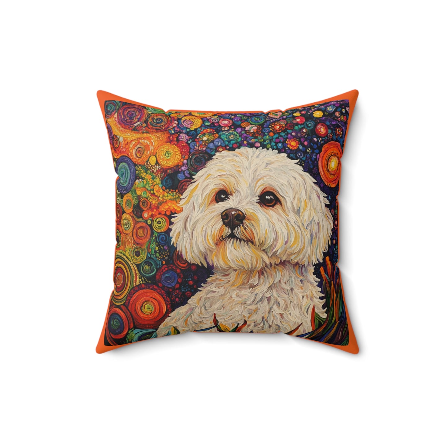 Bichon Frise Art Pillow, Pet Lover Gift, Cafe Decor, Cozy Home Accent, Dog-Themed Cushion