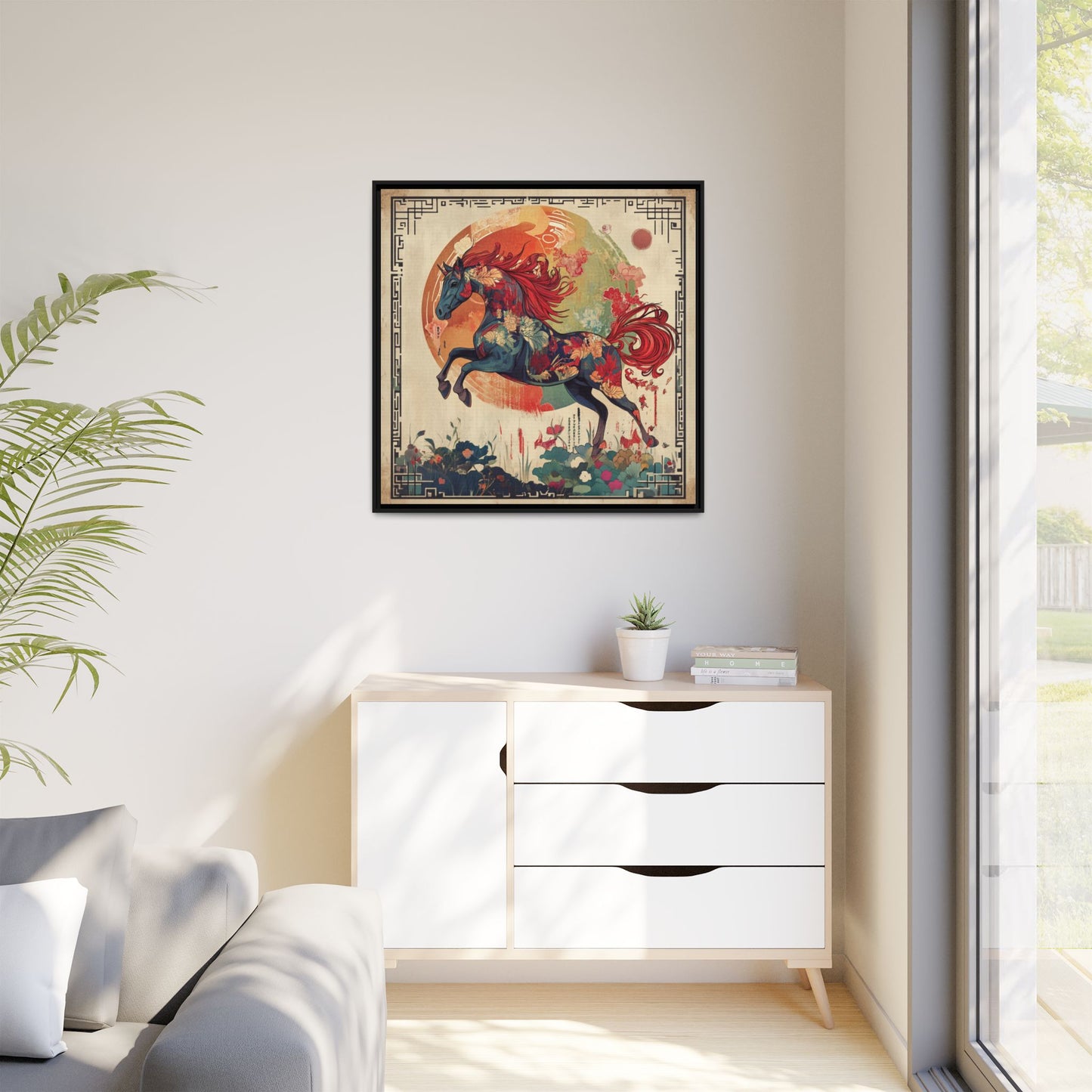 Fire Horse Year Matte Canvas Framed Print