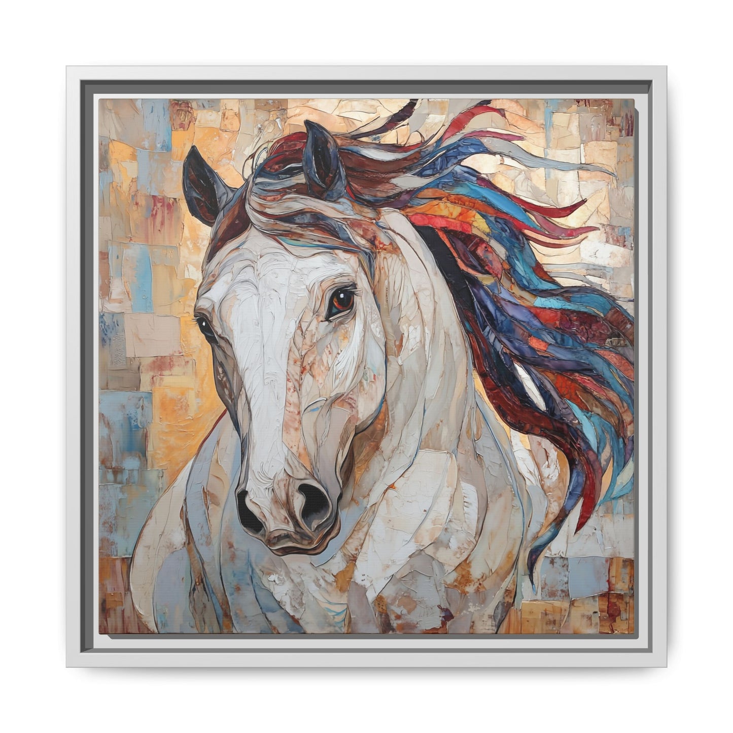 Colorful Mane Horse Matte Canvas Framed | Equine Wall Art