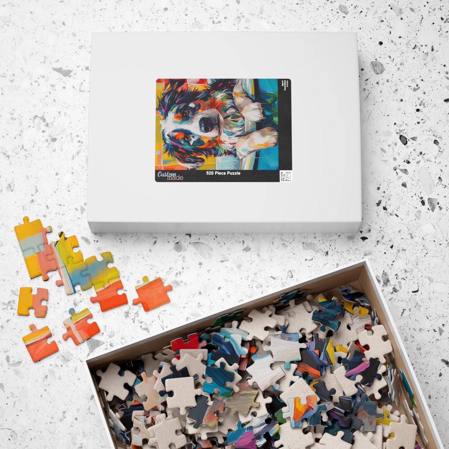 Bathtub Aussie Puppy Colorful Australian Shepherd Puzzle 520-Piece | Dog Art Jigsaw Puzzle