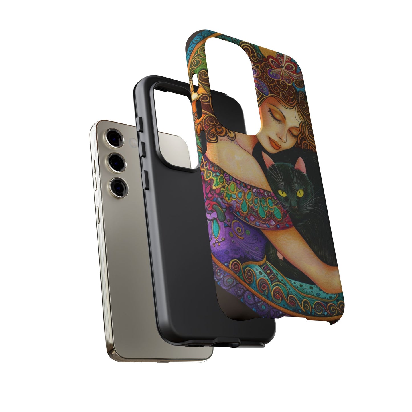 Colorful Cat Art Phone Case, Tough Phone Cover for Cat Lovers, Gift for Pet Owners, Artistic Mobile Case, Cute Cat Design