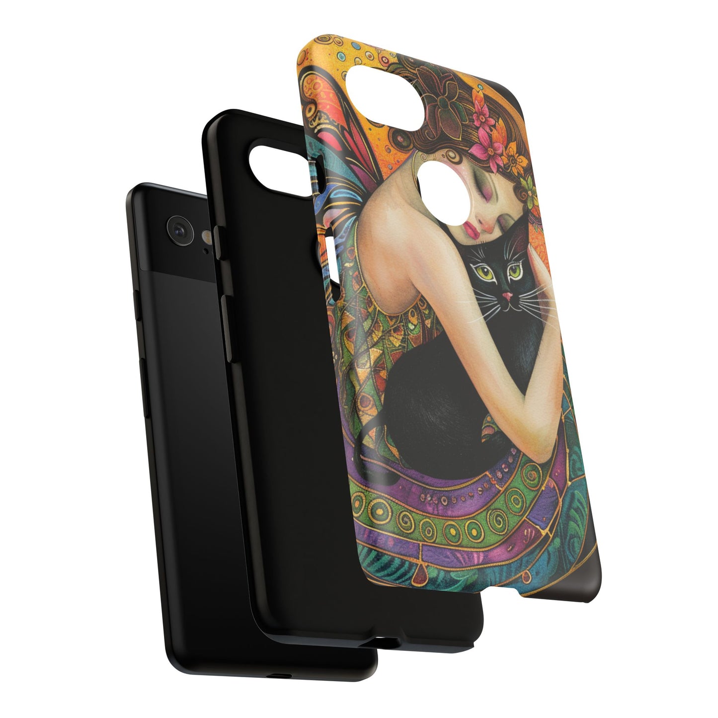 Colorful Art Phone Case with Cat and Fairy Design, Phone Cover Gift for Cat Lovers, Unique Floral Case, Magical Design, Vibrant Phone [...]