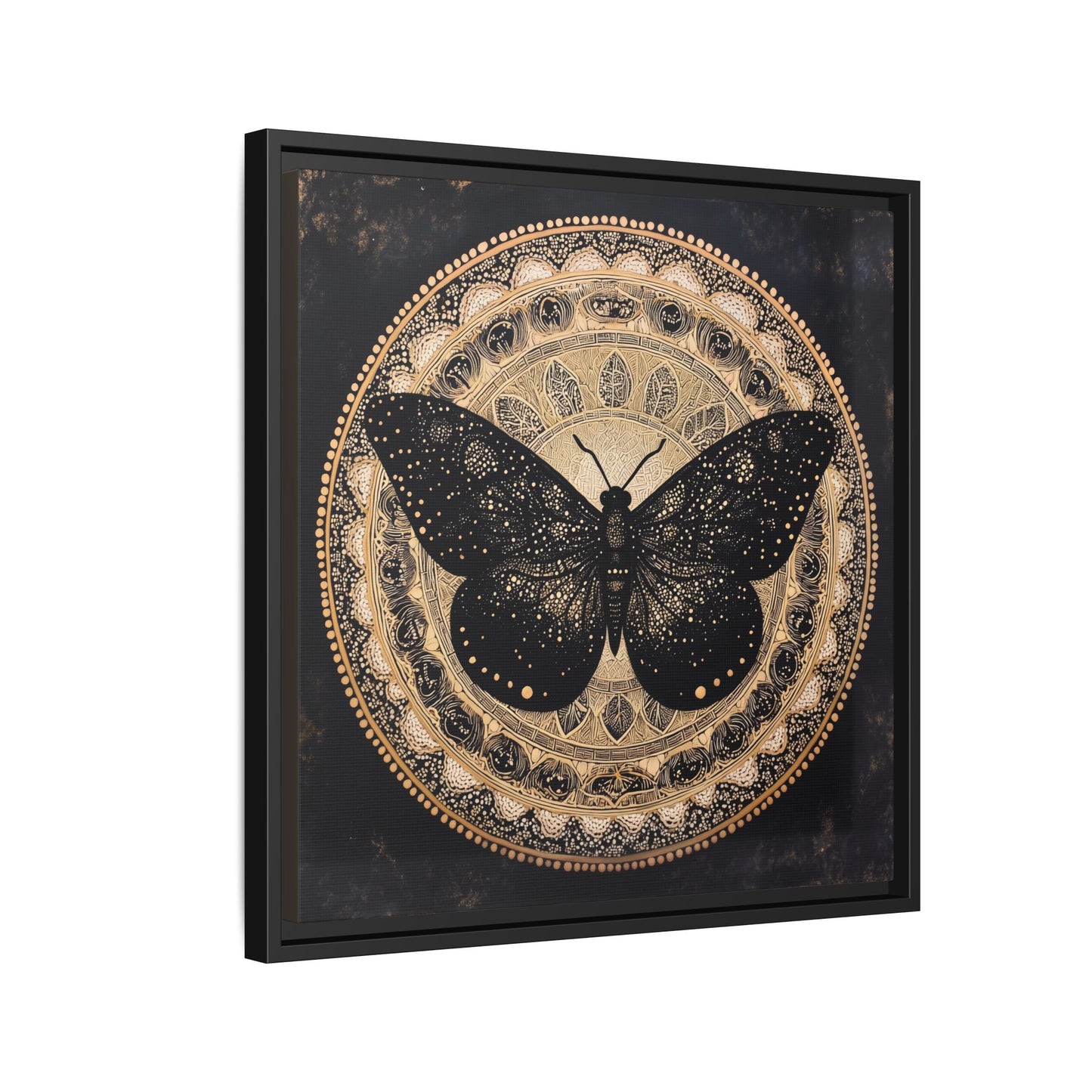 Black Moth Mandala Matte Canvas Framed | Wall Art