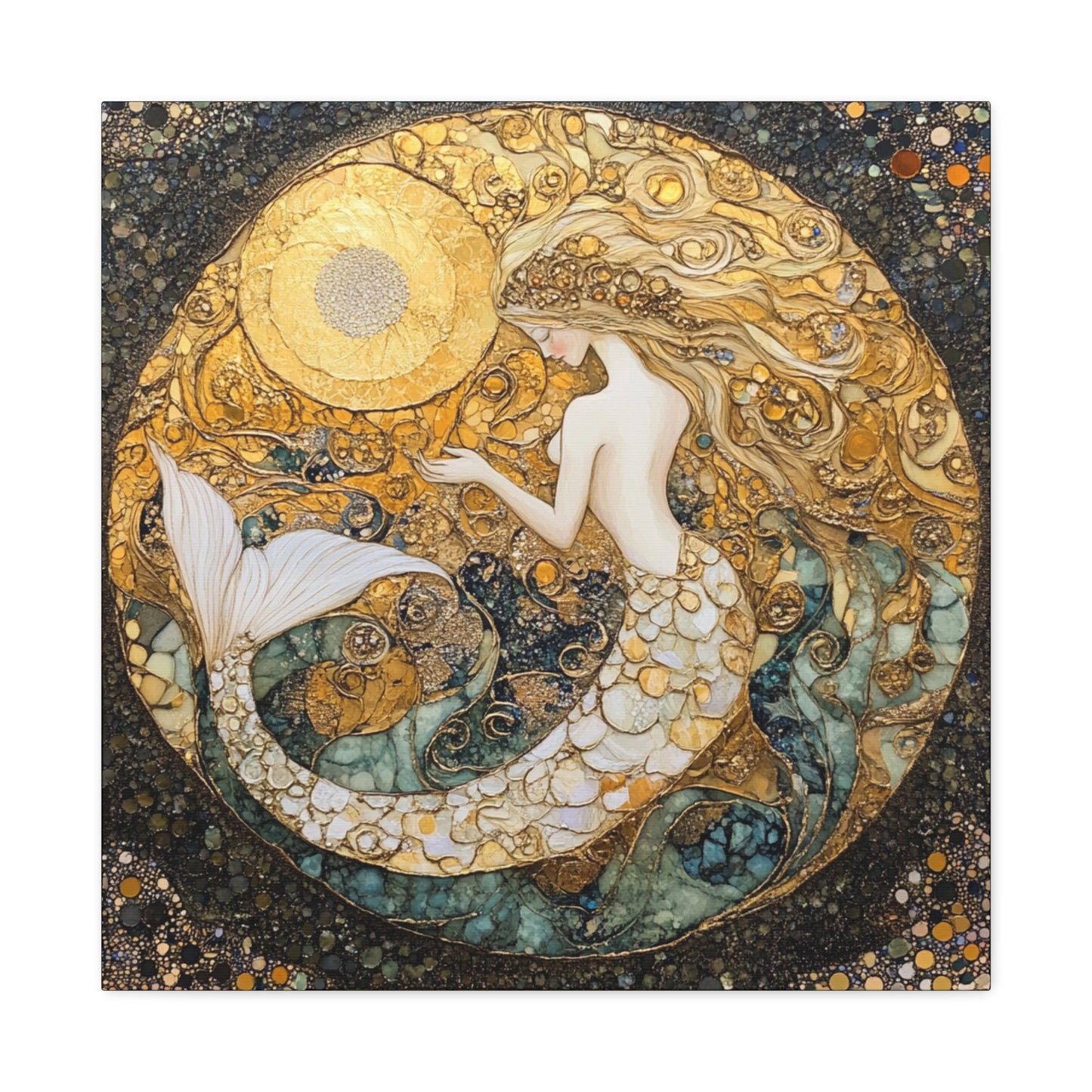 Elegant Mermaid Wall Art - Stretched Matte Canvas, Nautical Decor, Ocean Lover Gift, Home Decoration, Unique Mermaid Artwork