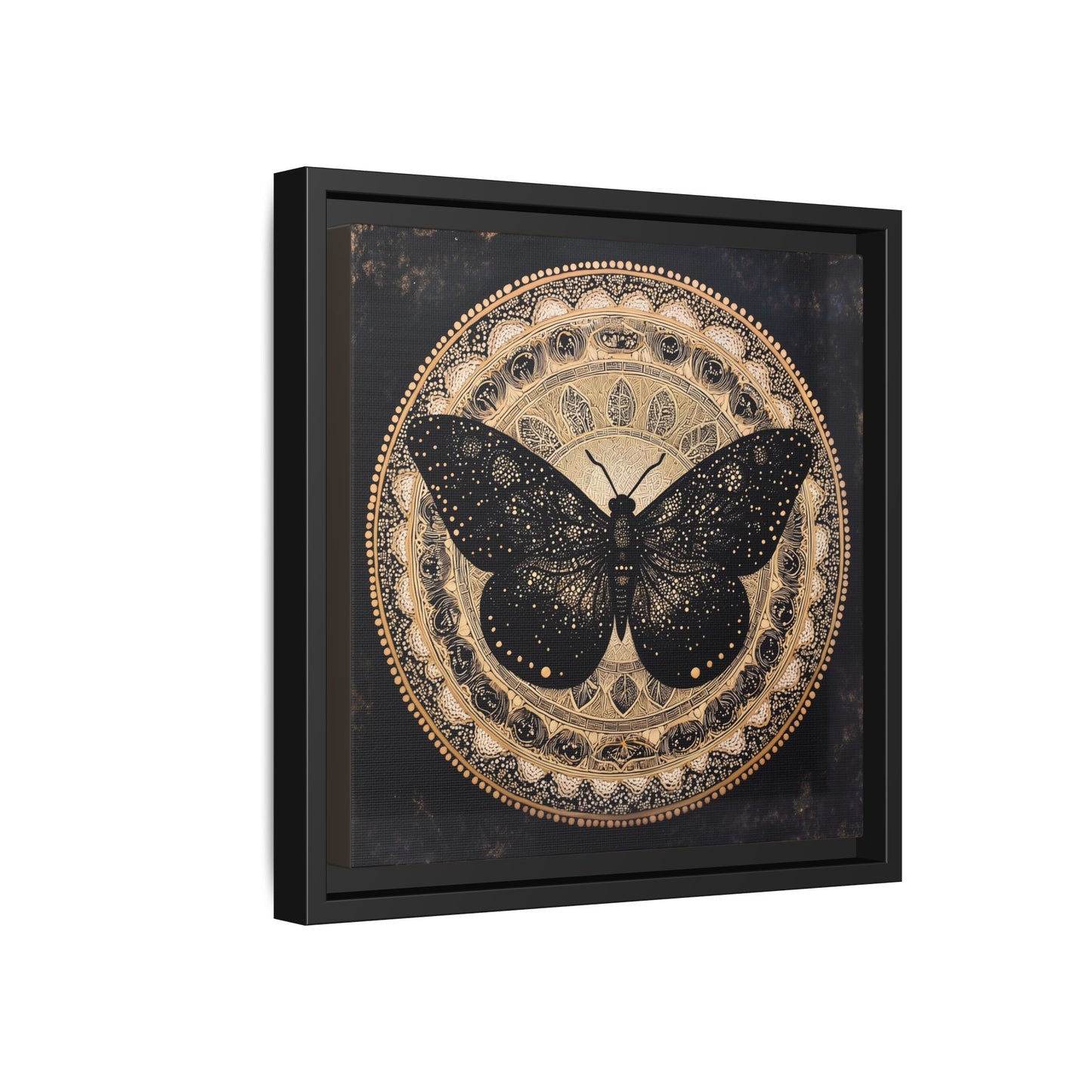 Black Moth Mandala Matte Canvas Framed | Wall Art