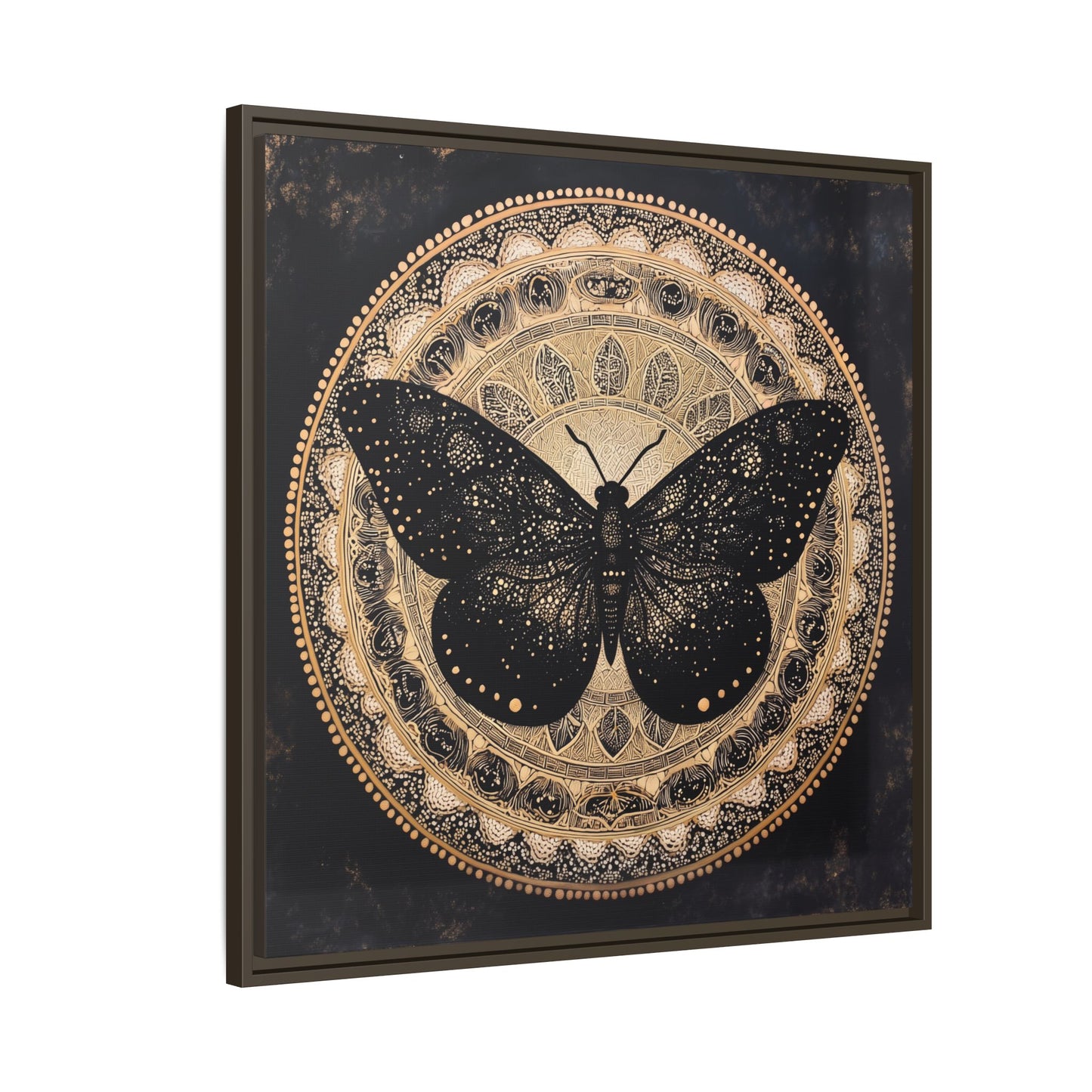 Black Moth Mandala Matte Canvas Framed | Wall Art