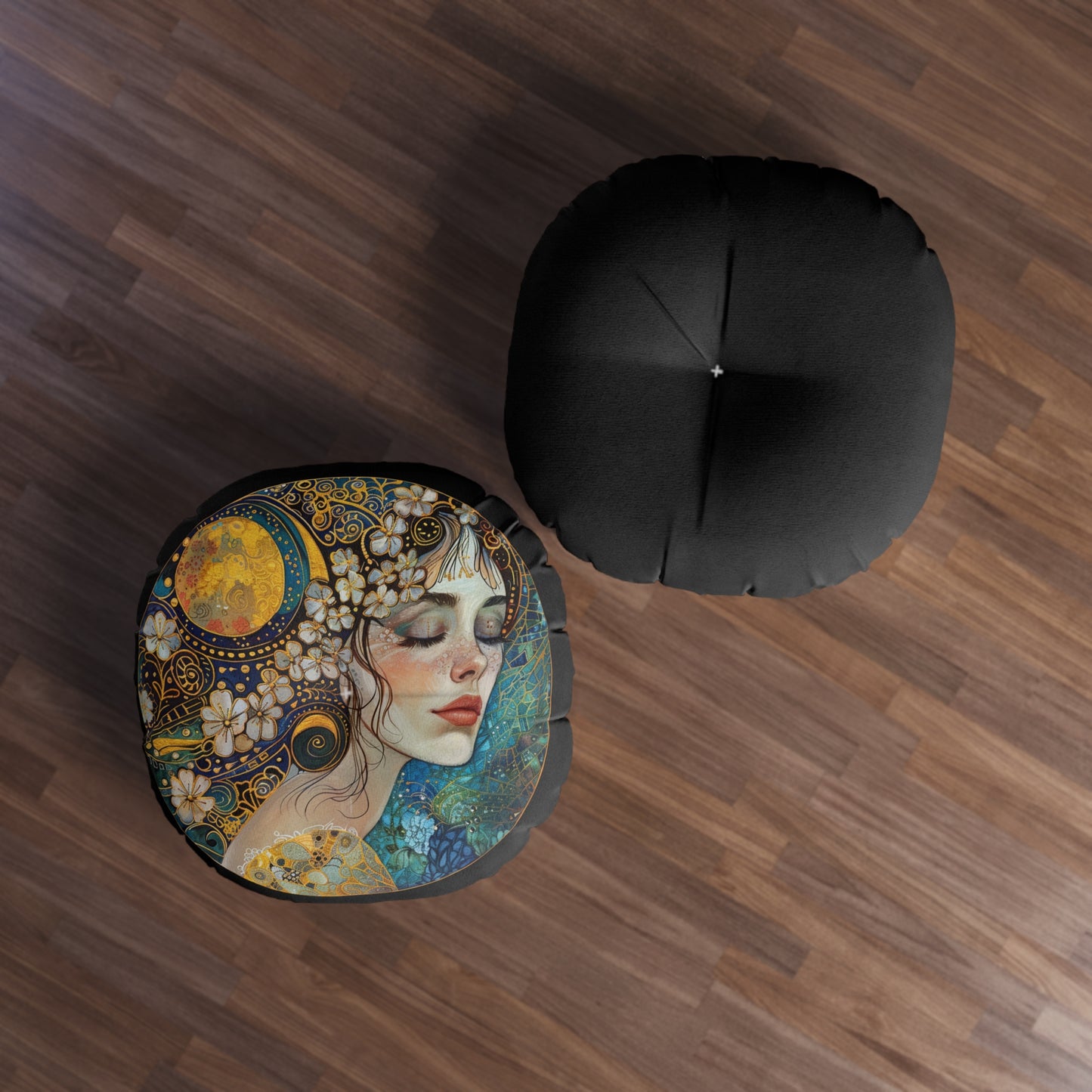 Elegant Bohemian Tufted Floor Pillow, Cozy Home Decor, Round Pillow, Boho Cushion, Meditation Support, Gift for Yoga Lovers
