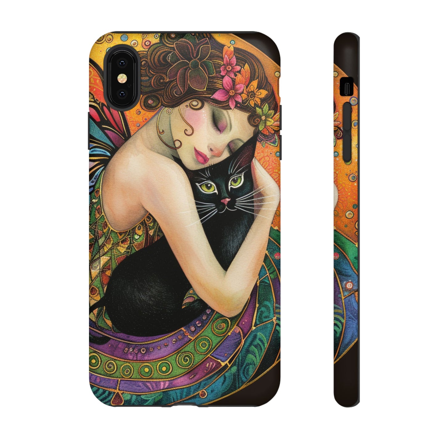 Colorful Art Phone Case with Cat and Fairy Design, Phone Cover Gift for Cat Lovers, Unique Floral Case, Magical Design, Vibrant Phone [...]