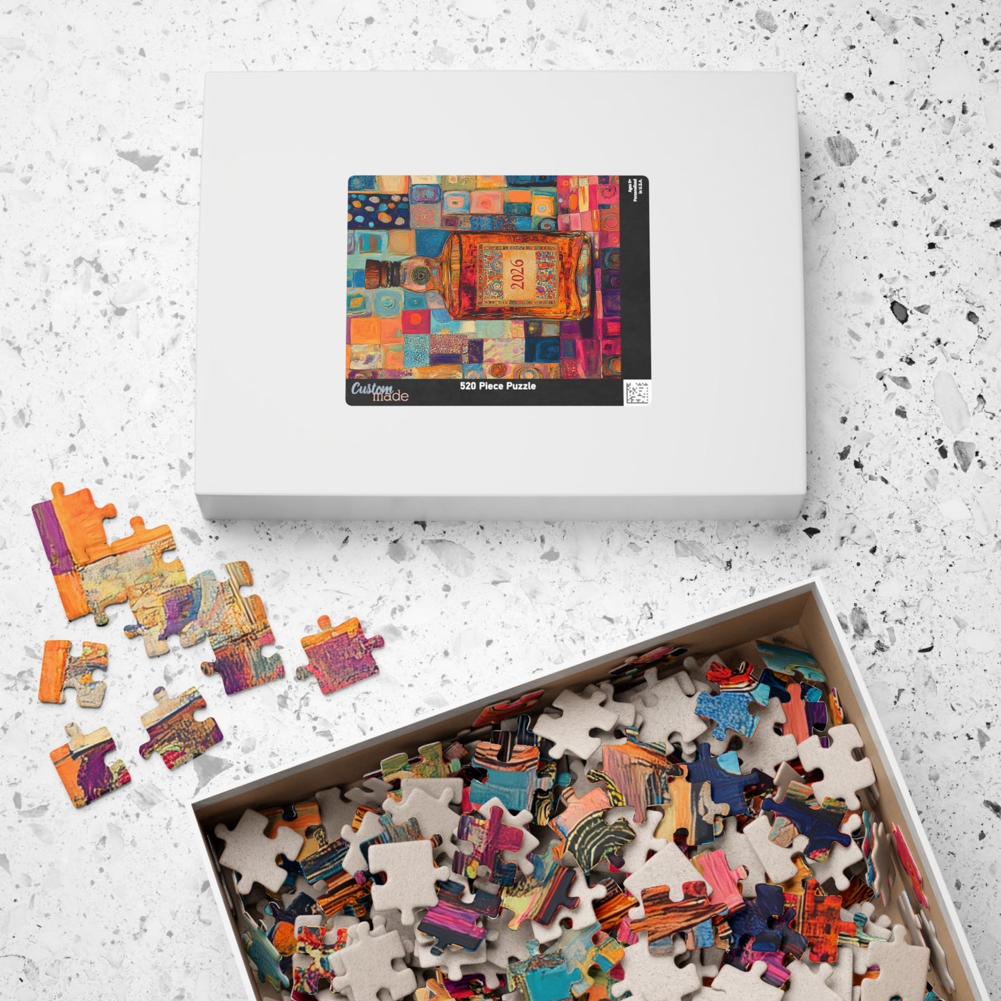 Happy New Year 2026 Tequila Bottle 2026 Puzzle Colorful Abstract Liquor Bottle Artwork