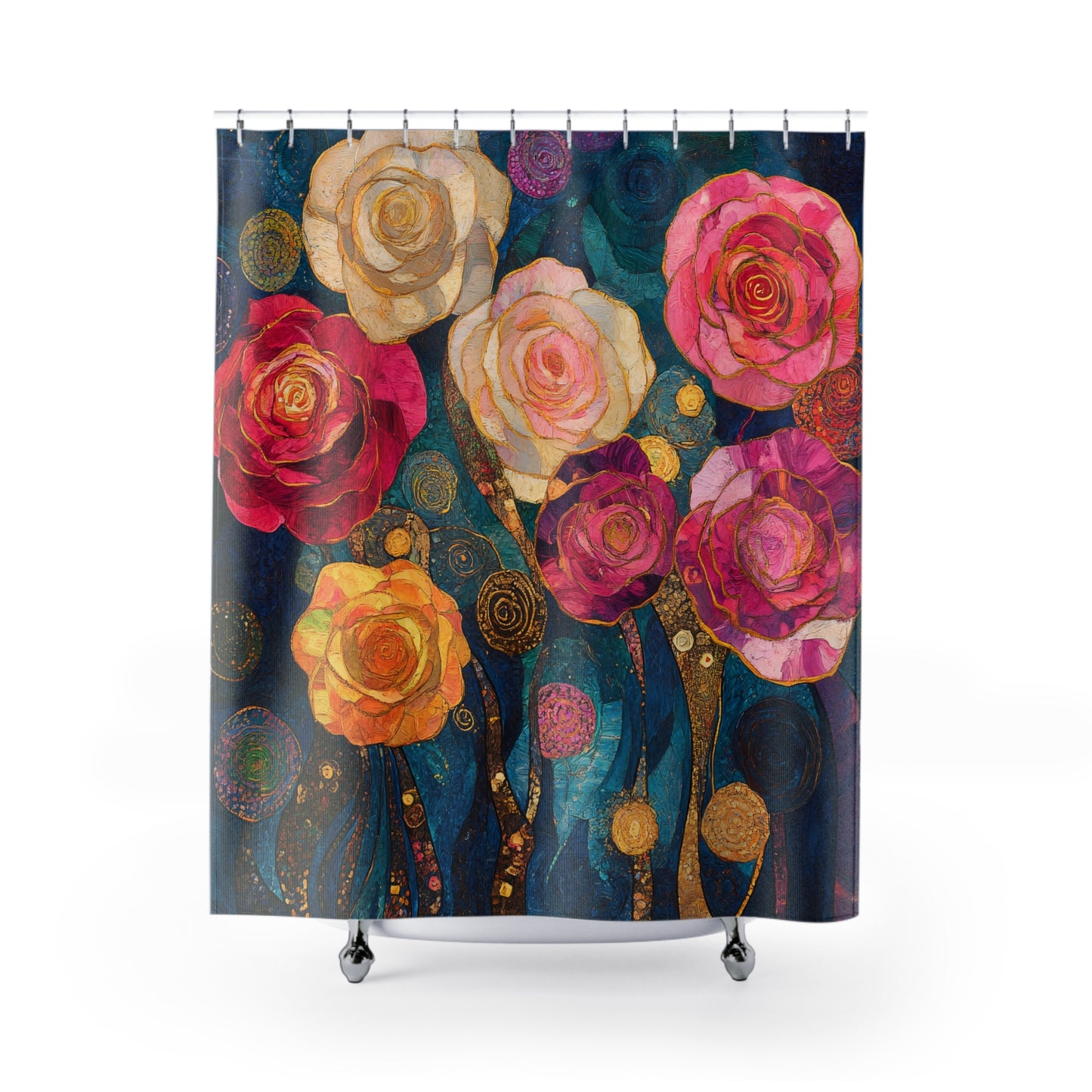 Watercolor Rose Bouquet Shower Curtain | Floral Bathroom Decor