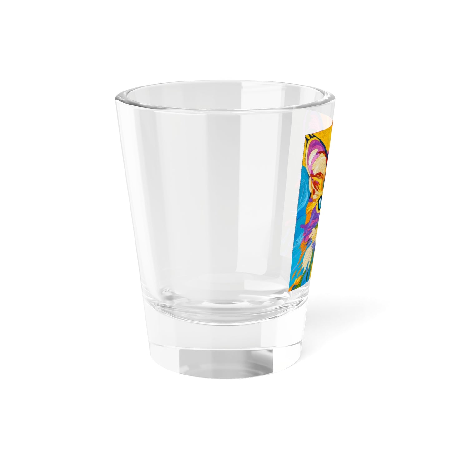 Happy New Year Colorful Pop Art Cat 2026 Shot Glass | Vibrant Feline Illustration