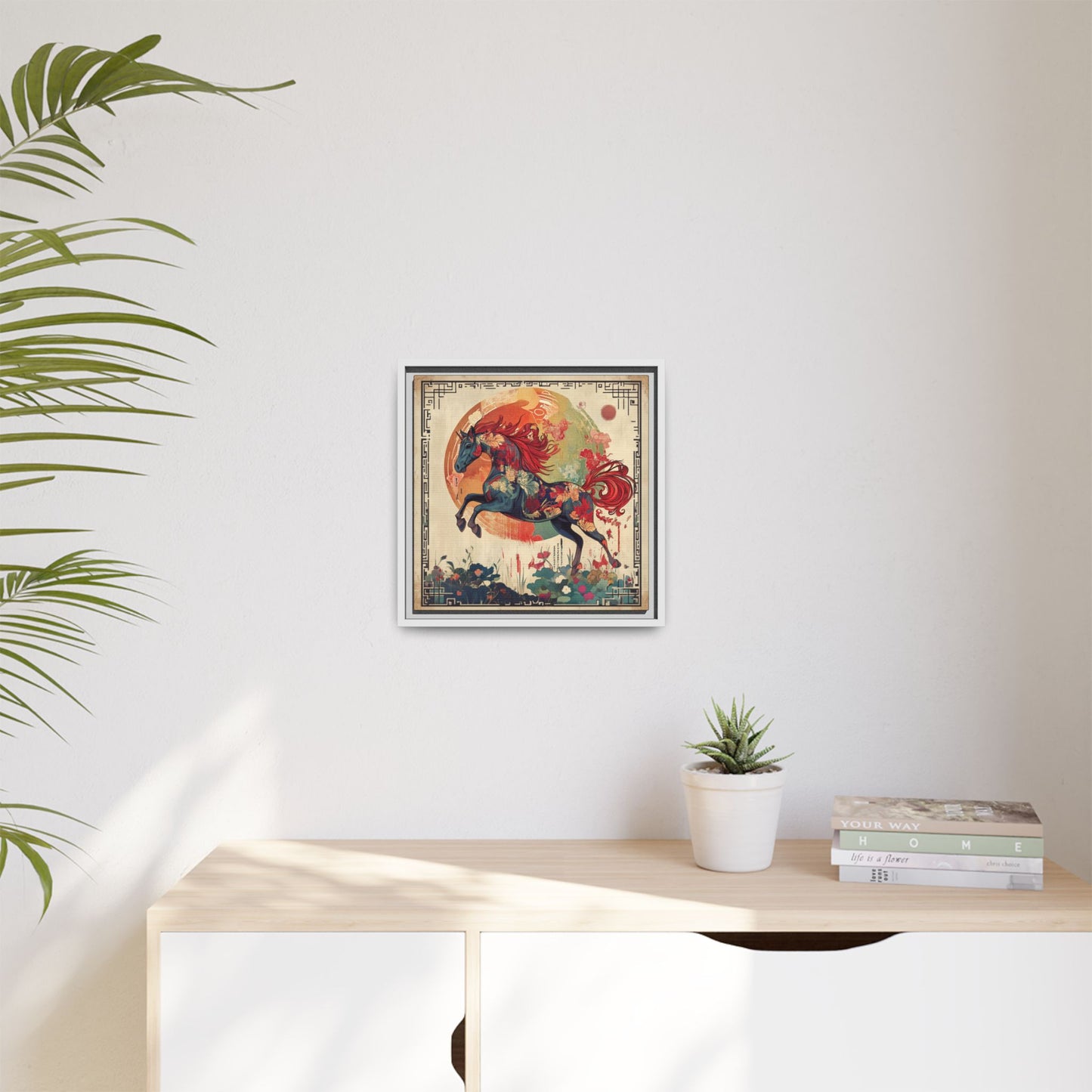 Fire Horse Year Matte Canvas Framed Print
