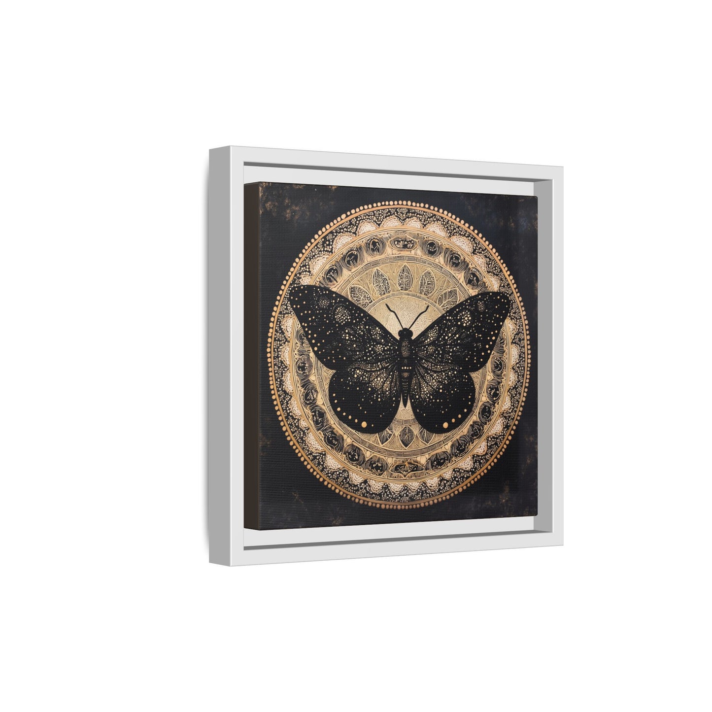 Black Moth Mandala Matte Canvas Framed | Wall Art