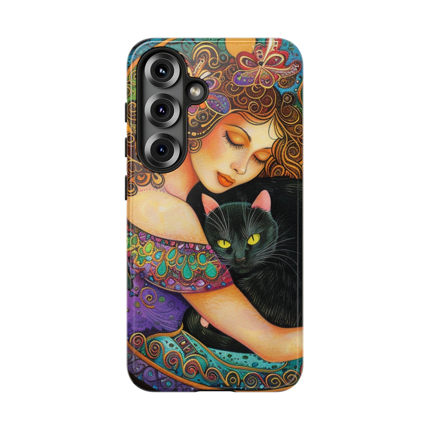 Colorful Cat Art Phone Case, Tough Phone Cover for Cat Lovers, Gift for Pet Owners, Artistic Mobile Case, Cute Cat Design