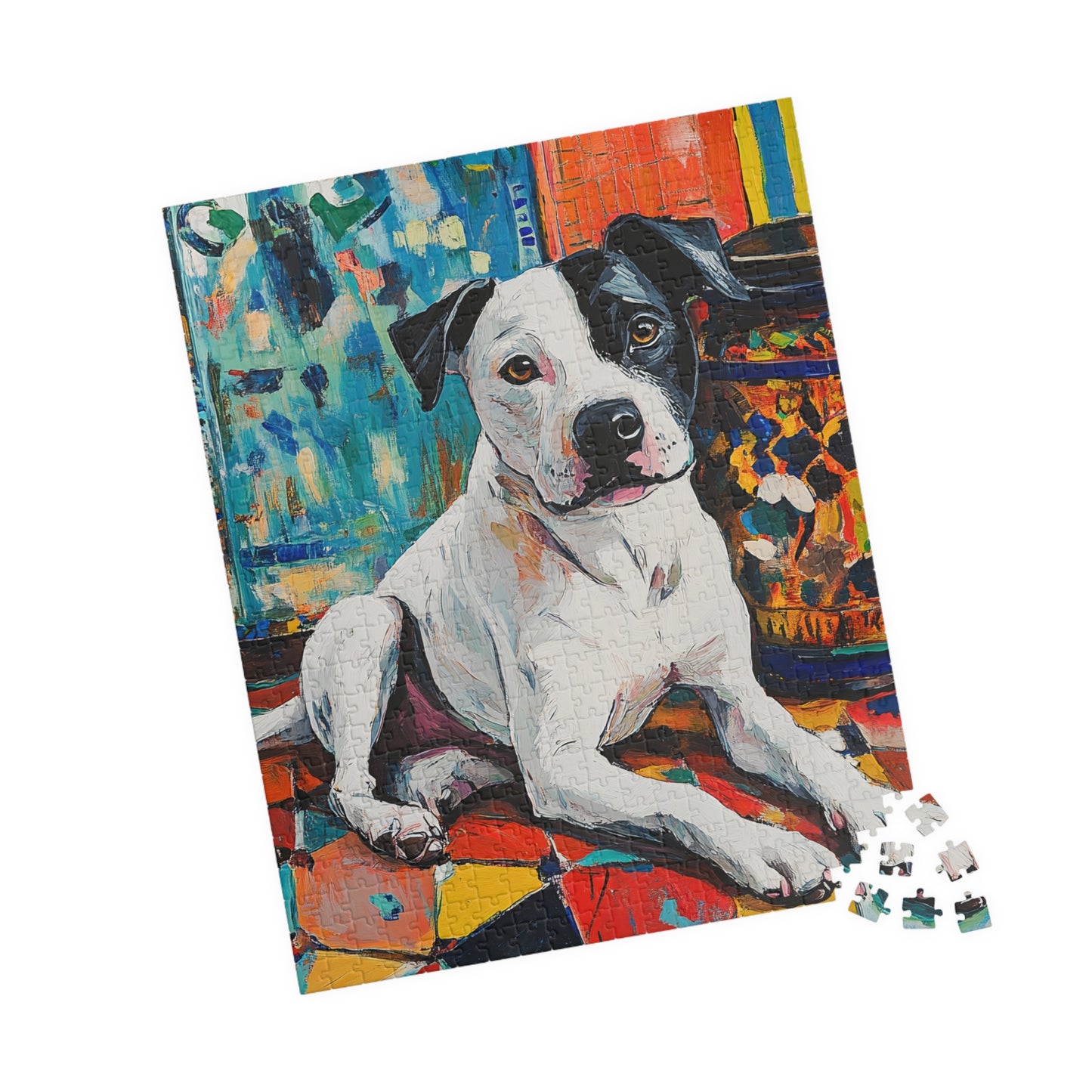 Custom for Verna Colorful Pitbull Art Puzzle – Dog Jigsaw Puzzle (110–1014 pcs)