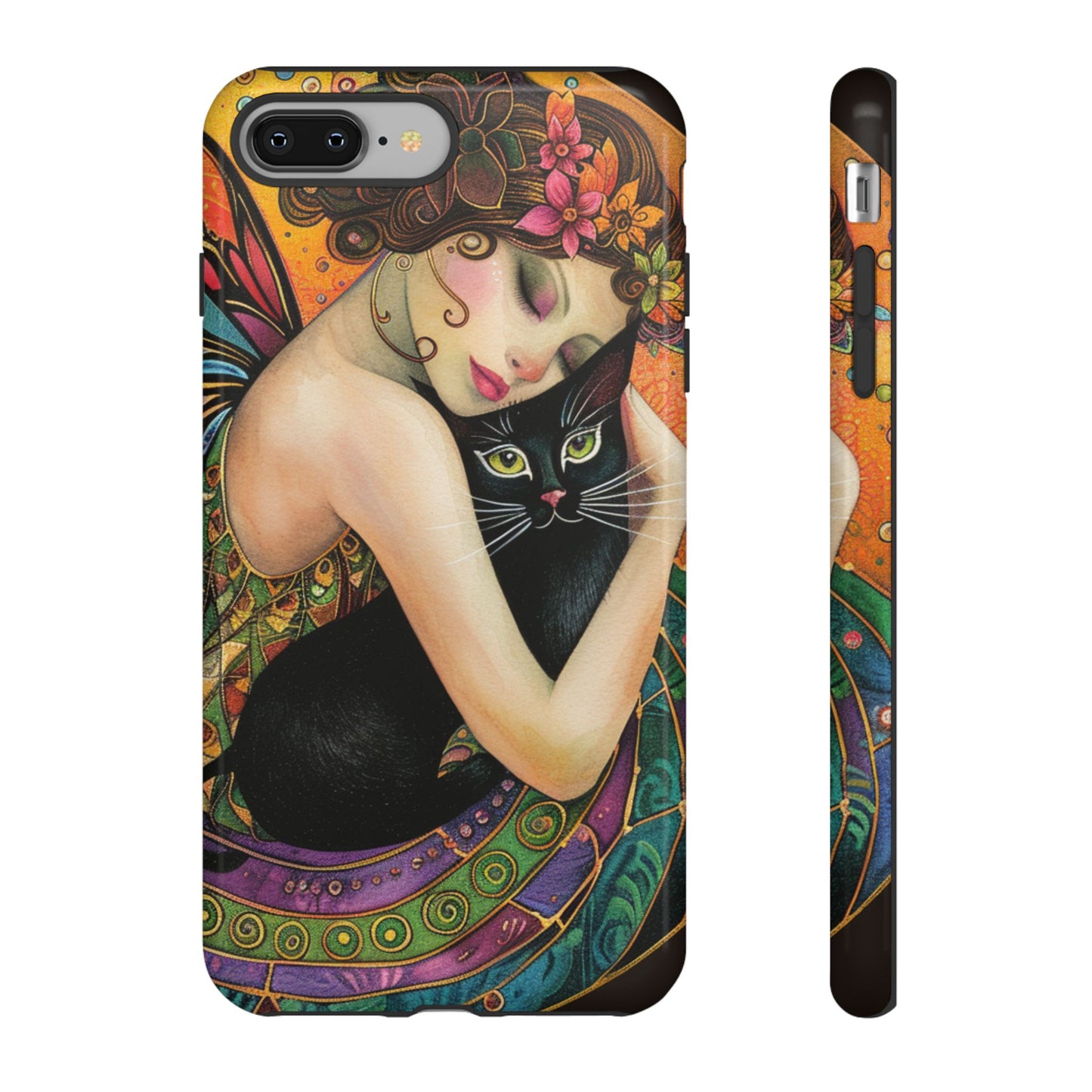 Colorful Art Phone Case with Cat and Fairy Design, Phone Cover Gift for Cat Lovers, Unique Floral Case, Magical Design, Vibrant Phone [...]