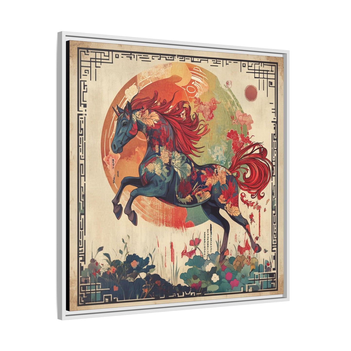 Fire Horse Year Matte Canvas Framed Print