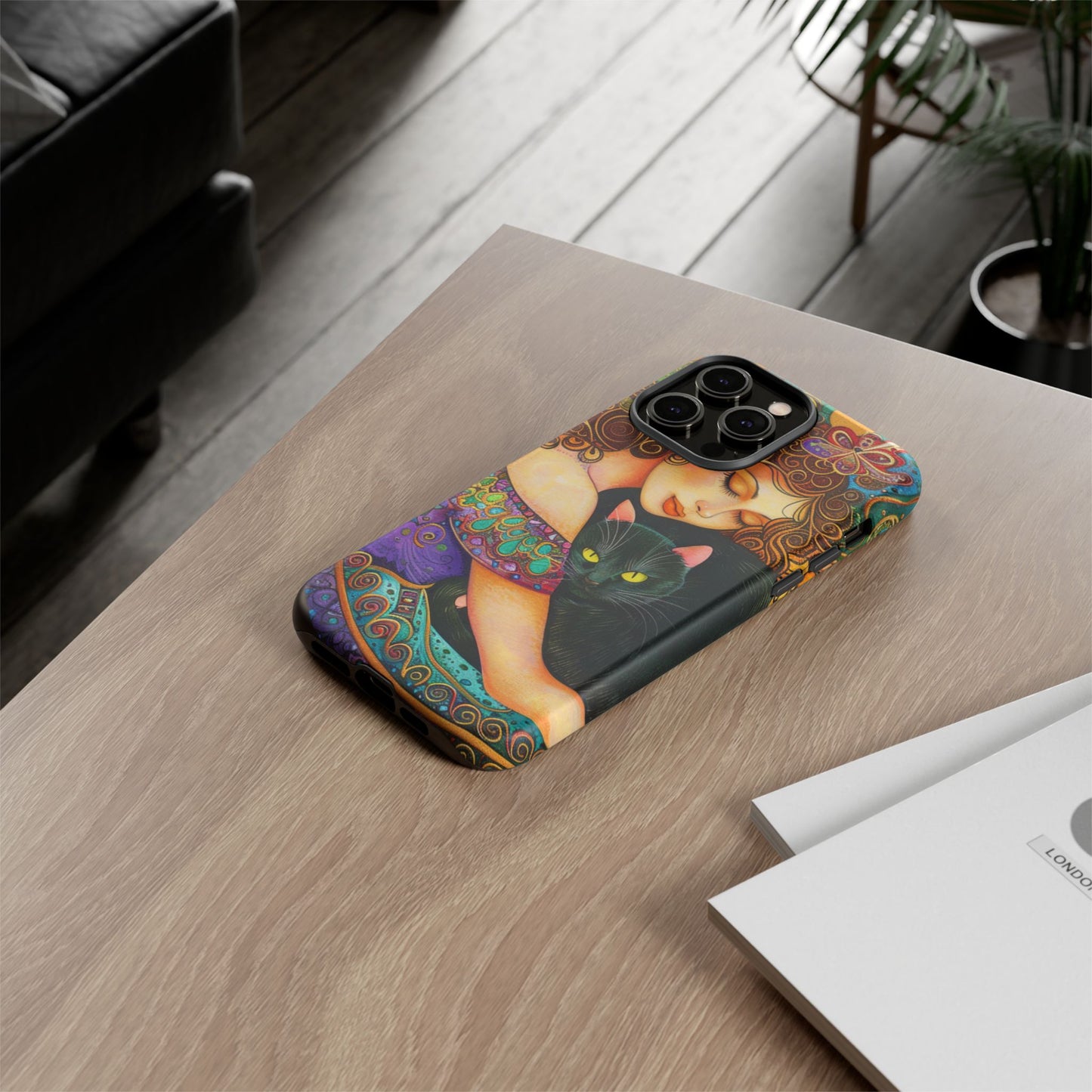 Colorful Cat Art Phone Case, Tough Phone Cover for Cat Lovers, Gift for Pet Owners, Artistic Mobile Case, Cute Cat Design