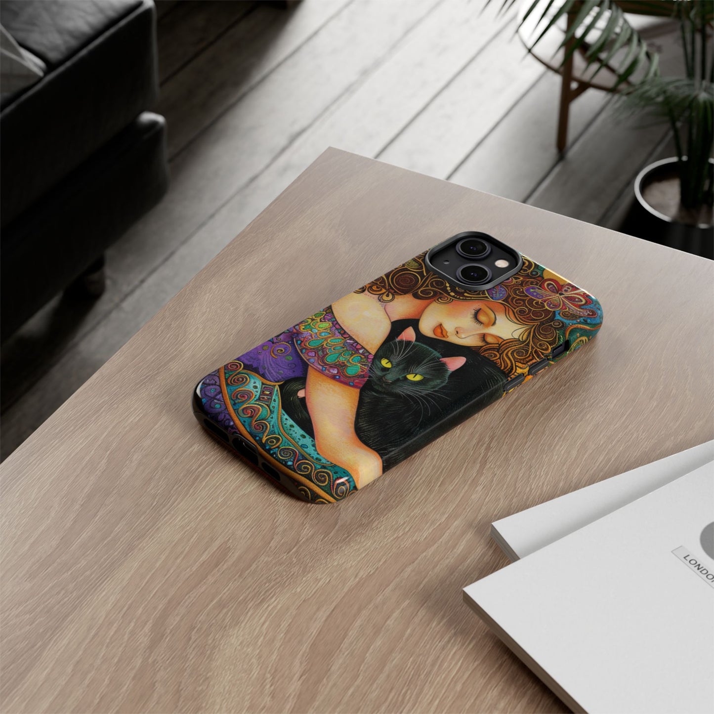 Colorful Cat Art Phone Case, Tough Phone Cover for Cat Lovers, Gift for Pet Owners, Artistic Mobile Case, Cute Cat Design
