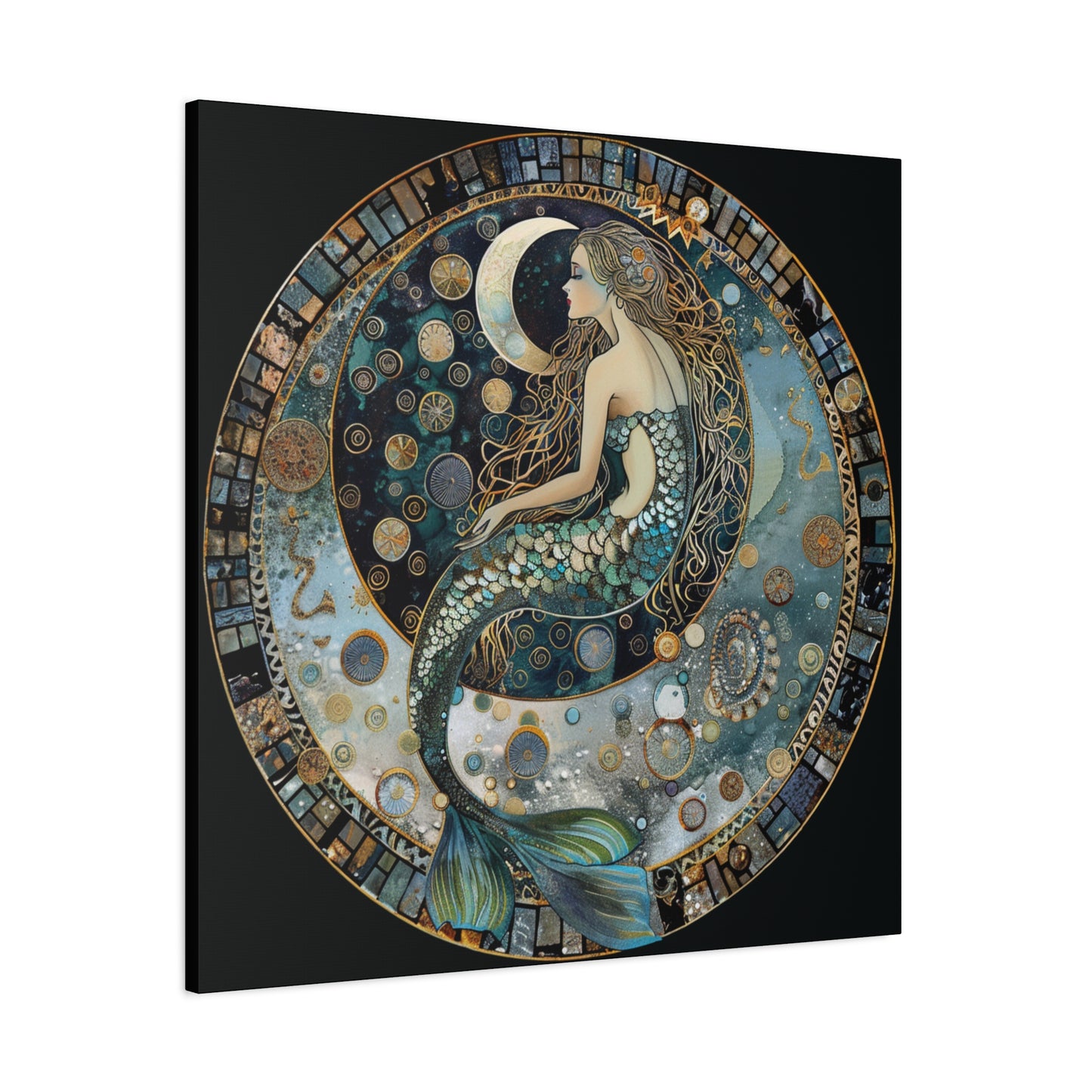 Mermaid Moon Canvas Art Print, Ocean Decor, Fantasy Artwork, Nautical Home Wall Art, Ethereal Gift for Sea Lovers