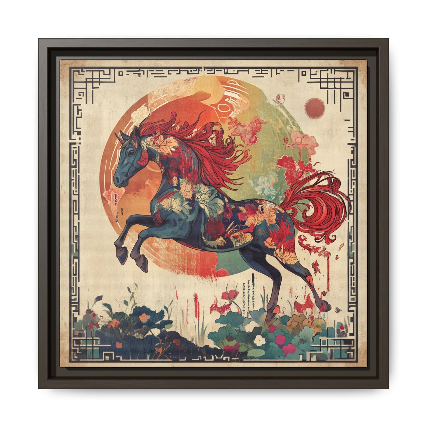 Fire Horse Year Matte Canvas Framed Print