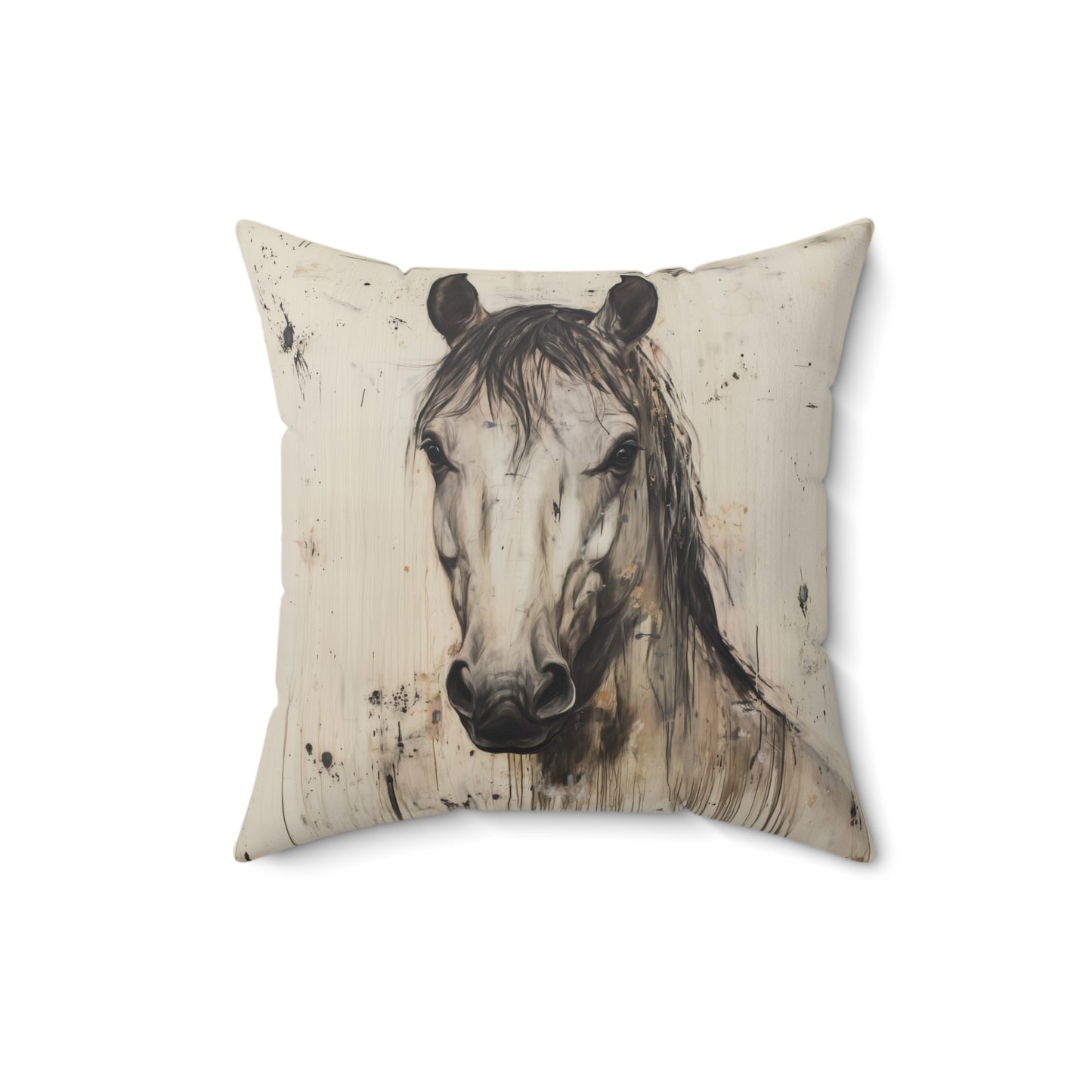 Watercolor Horse Portrait Pillow | Faux Suede Square Pillow
