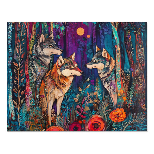 Colorful Forest Wolves Jigsaw Puzzle with Tin | 500pc Wildlife Puzzle