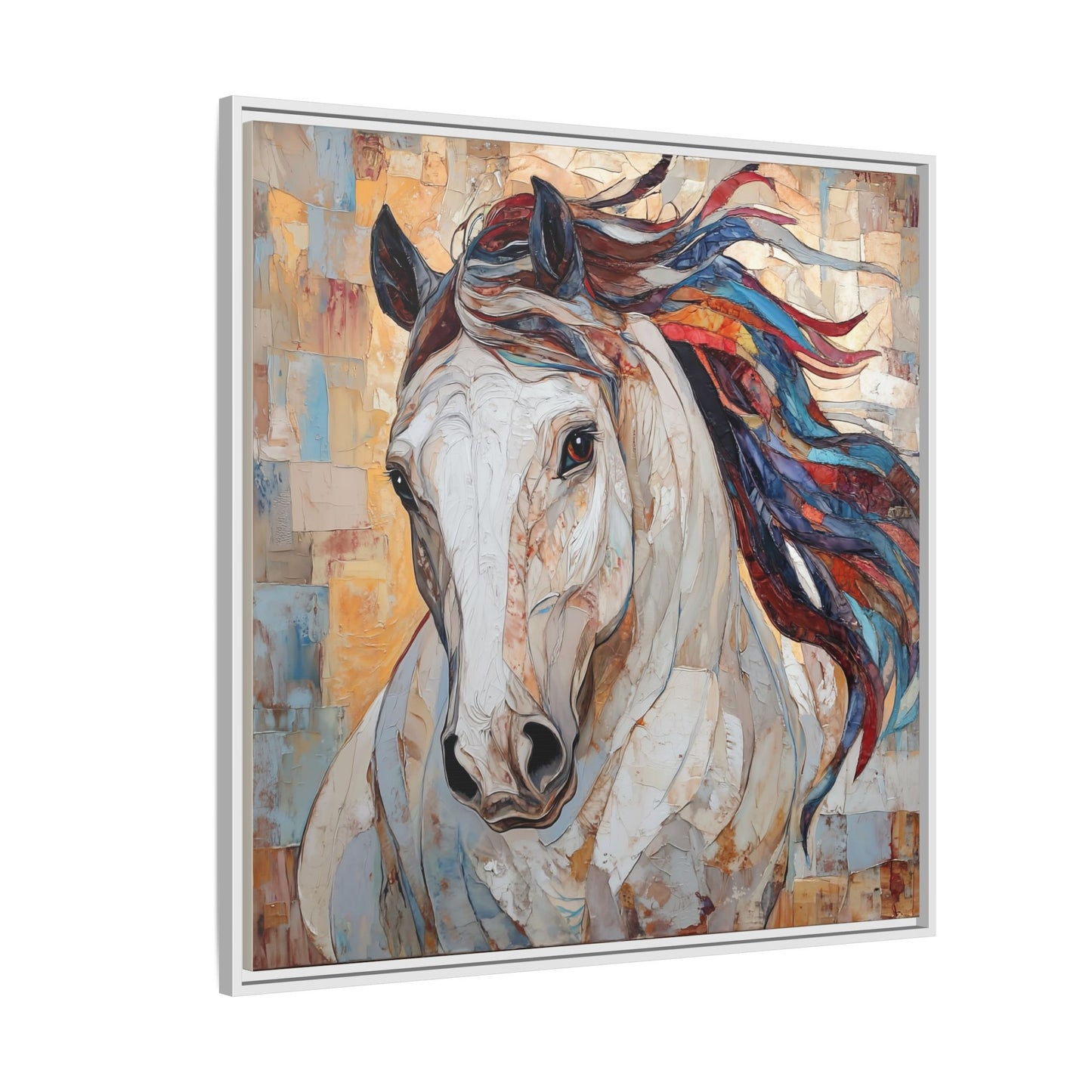 Colorful Mane Horse Matte Canvas Framed | Equine Wall Art