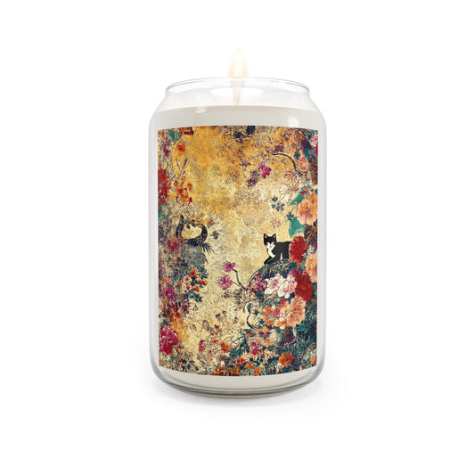 Vintage Geisha Cat Floral Scented Soy Candles, 13.75oz, Aromatherapy, Home Decor, Gift for Her, Relaxation