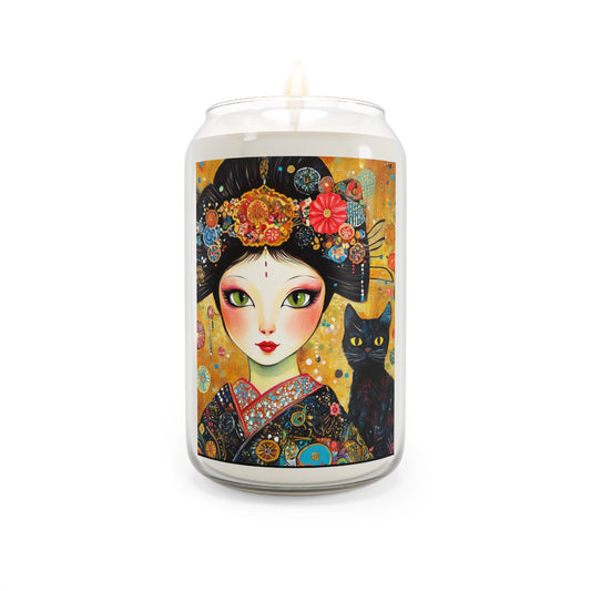 Geisha Cat Enchanting Scented Soy Candle, Japanese Art, Home Decor, Gift for Cat Lovers, Relaxation, Aromatherapy, Special Occasions