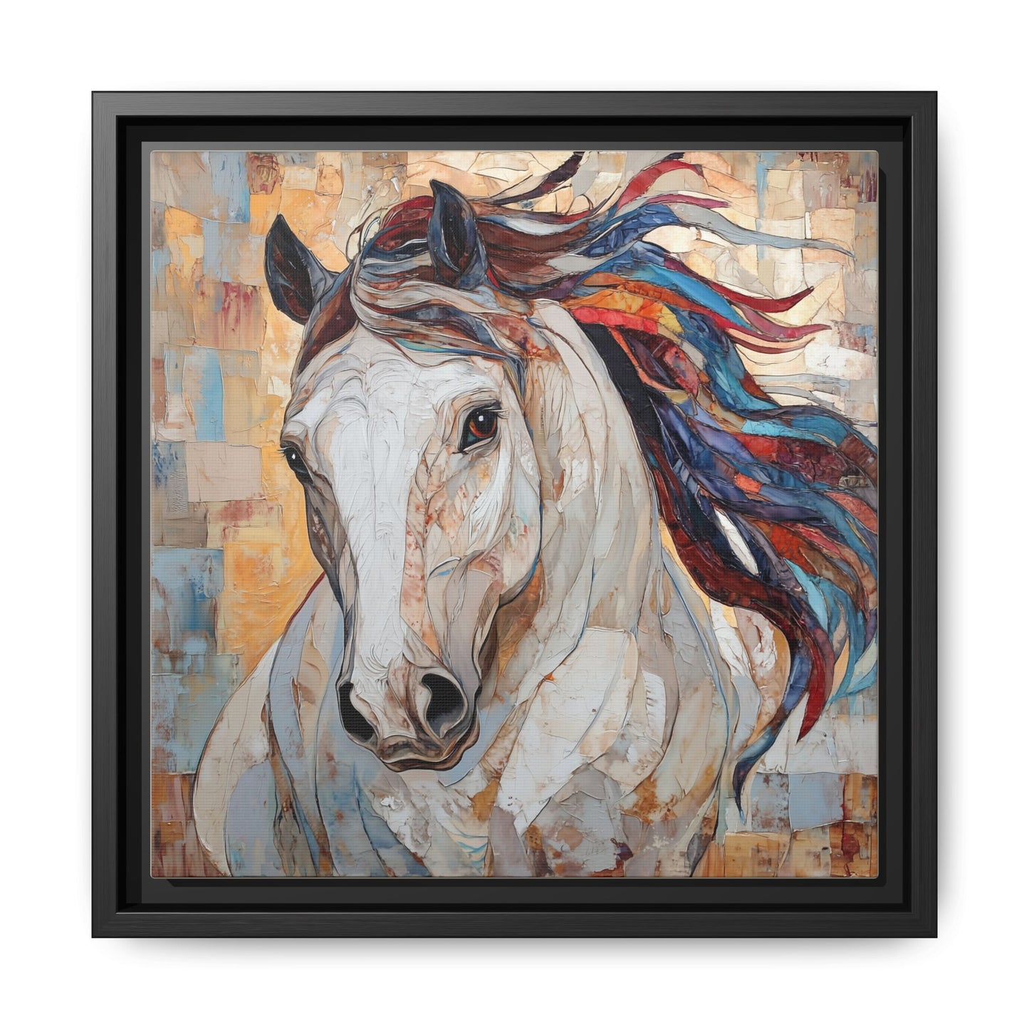 Colorful Mane Horse Matte Canvas Framed | Equine Wall Art