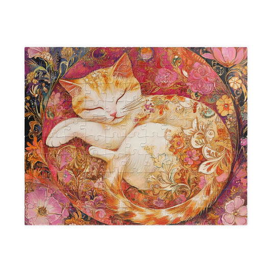 Art Nouveau Sleeping Floral Cat Puzzle | 252-1014 Piece Jigsaw