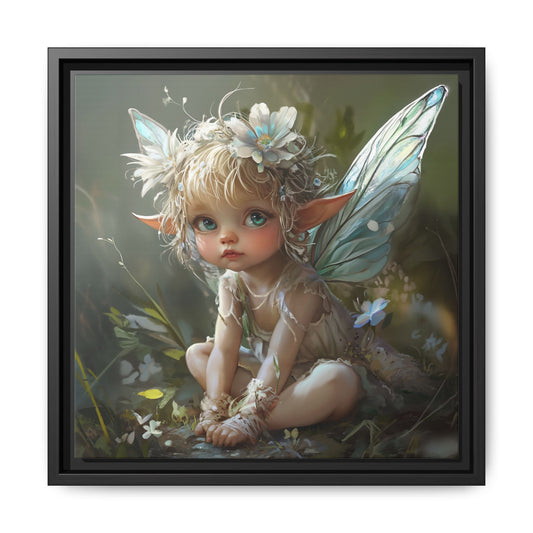 Baby Fairy Art Print, Framed Canvas, Whimsical Home Decor, Fairy Tale Gift, Magical Nursery Wall Art