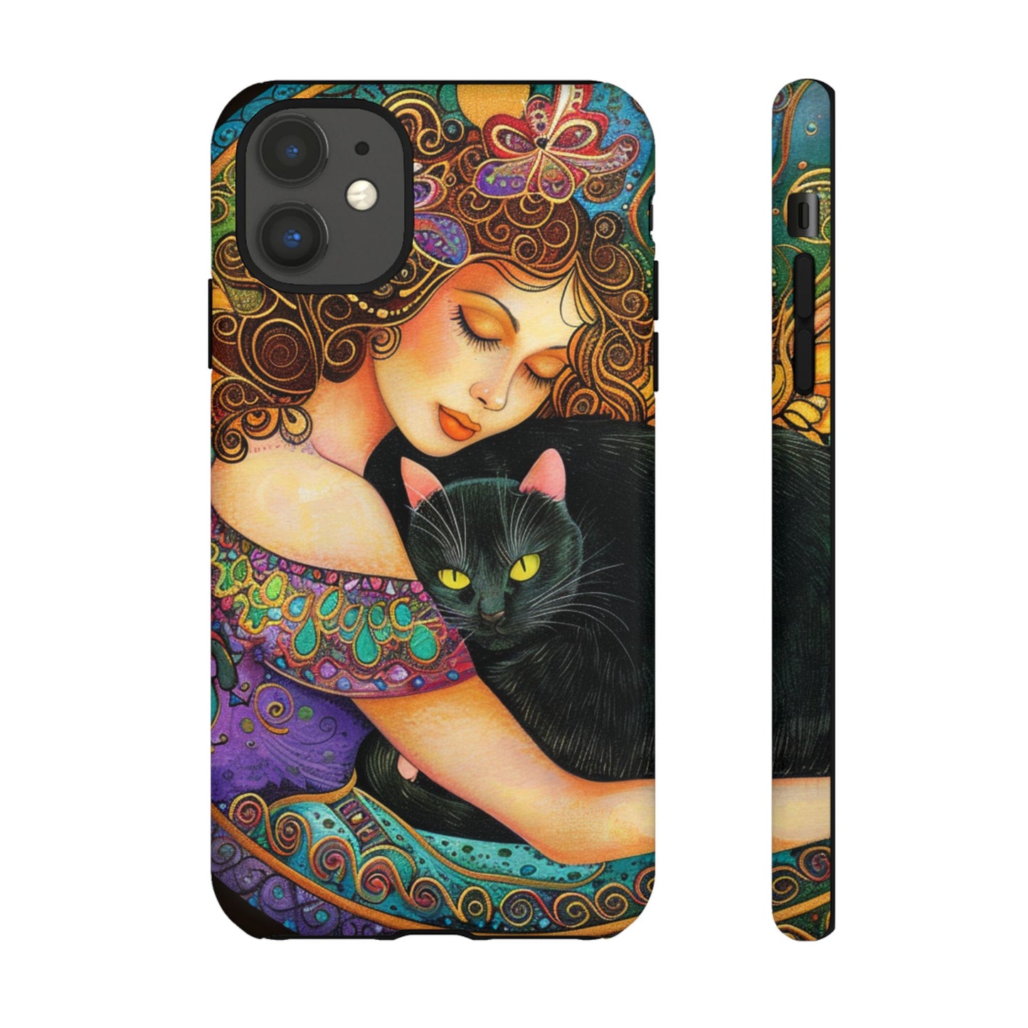 Colorful Cat Art Phone Case, Tough Phone Cover for Cat Lovers, Gift for Pet Owners, Artistic Mobile Case, Cute Cat Design
