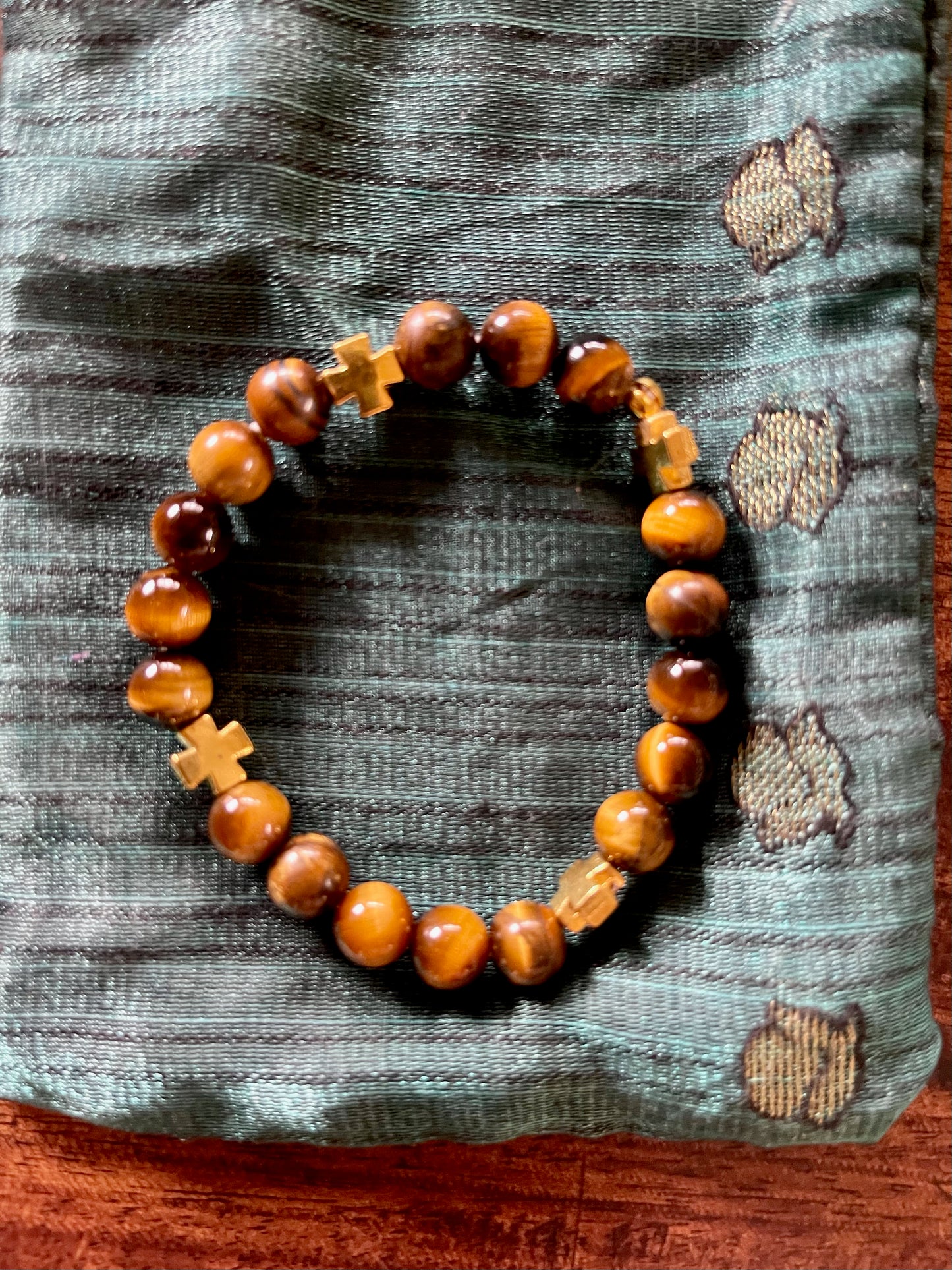 Goddess Hand Beaded Tiger's Eye Bracelet, Bodhi Jewelry