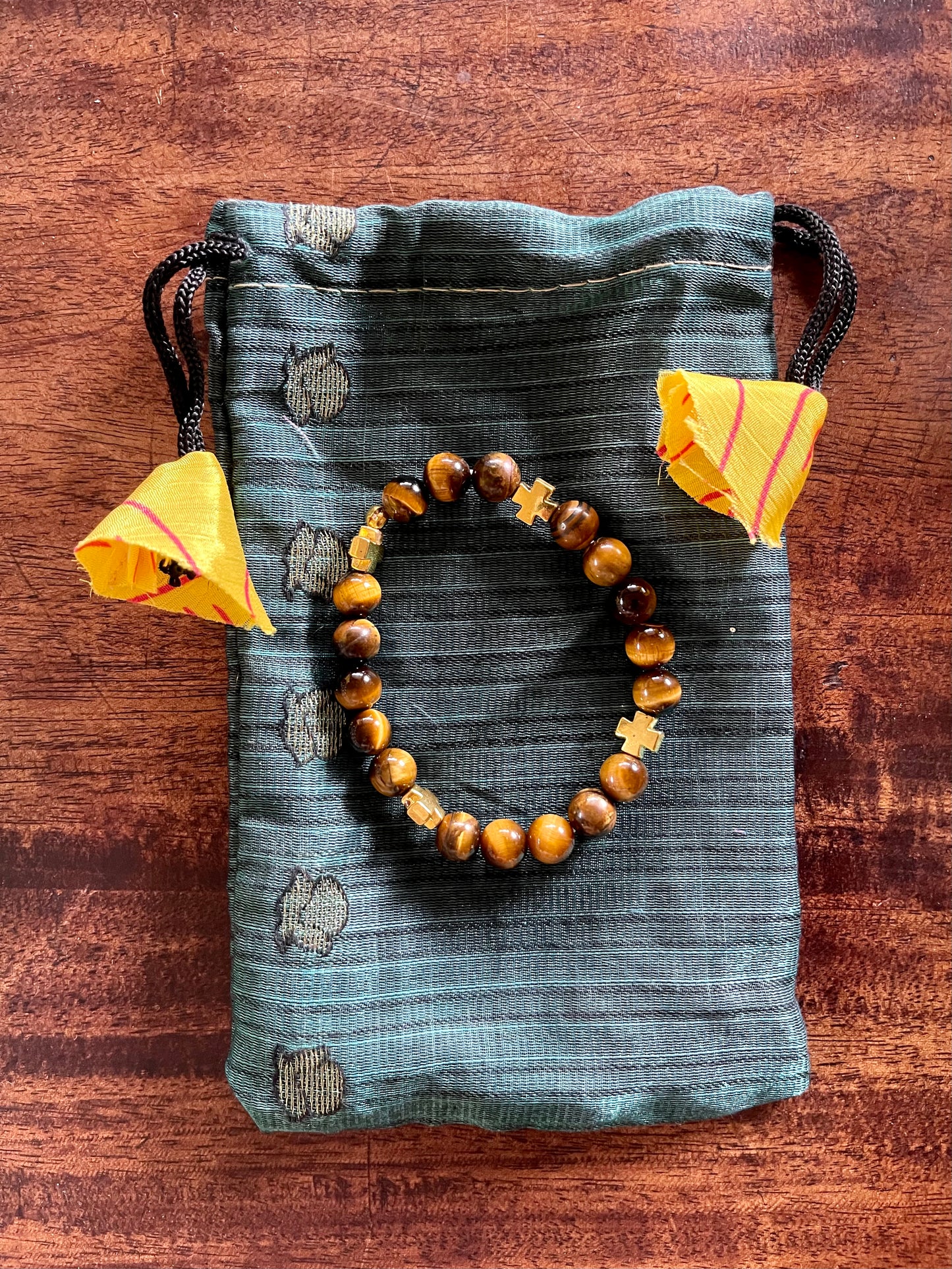 Goddess Hand Beaded Tiger's Eye Bracelet, Bodhi Jewelry