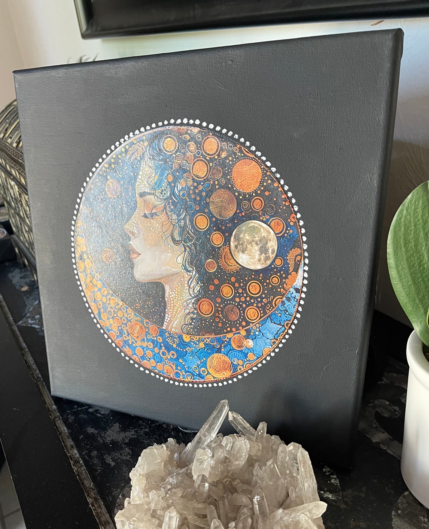 Lady of The Moon Canvas, Original Art, Wall Hanging, Bodhi Magic