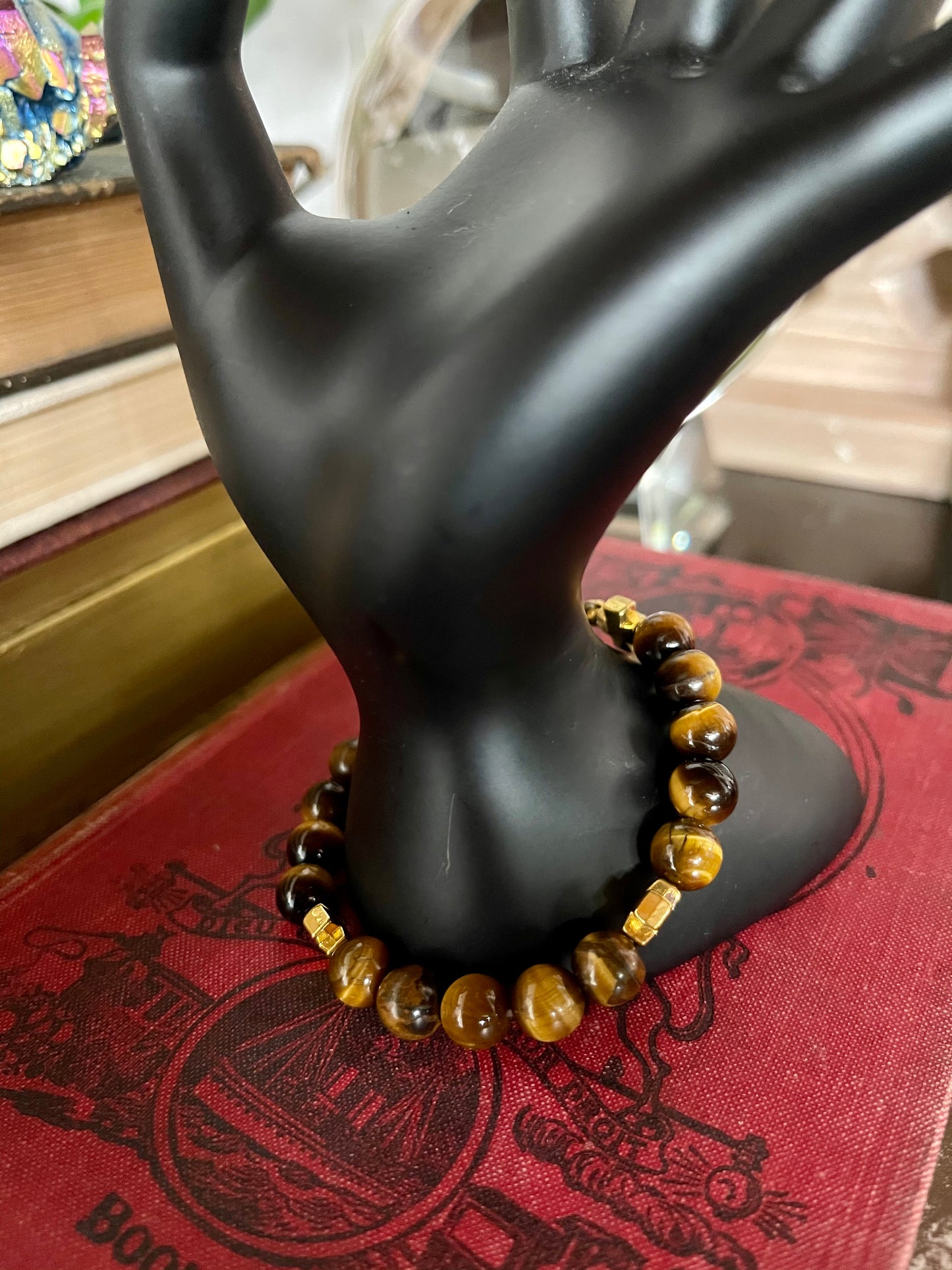 Goddess Hand Beaded Tiger's Eye Bracelet, Bodhi Jewelry