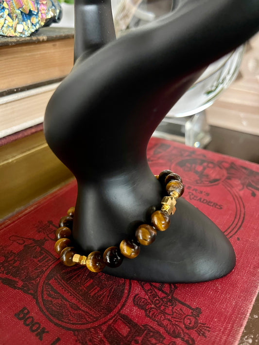 Goddess Hand Beaded Tiger's Eye Bracelet, Bodhi Jewelry