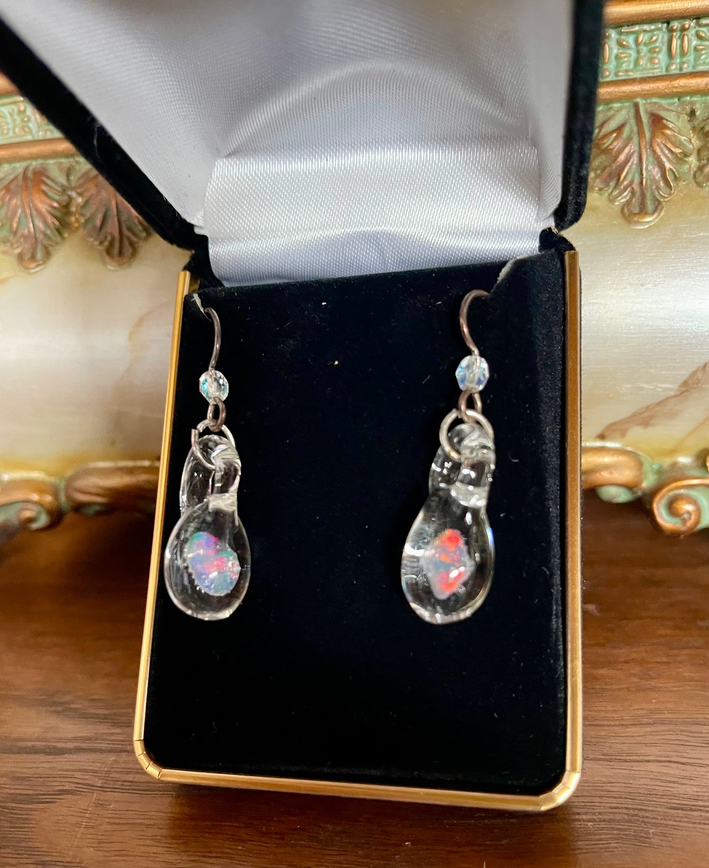 Vintage Hand Blown Glass Drop Earrings, Bodhi Jewelry