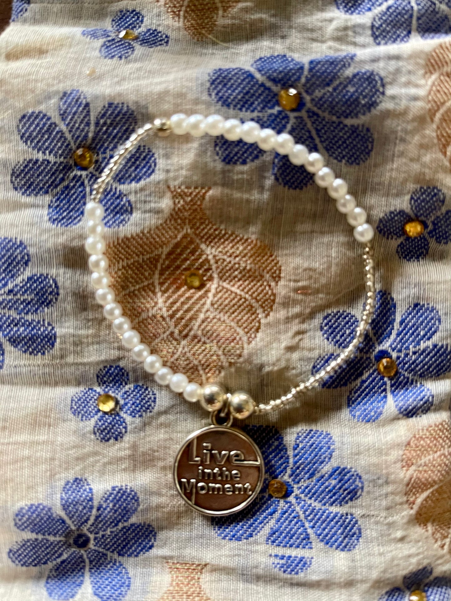 Goddess Hand Beaded Bracelet with Silver and Seed Beads, Bodhi Jewelry