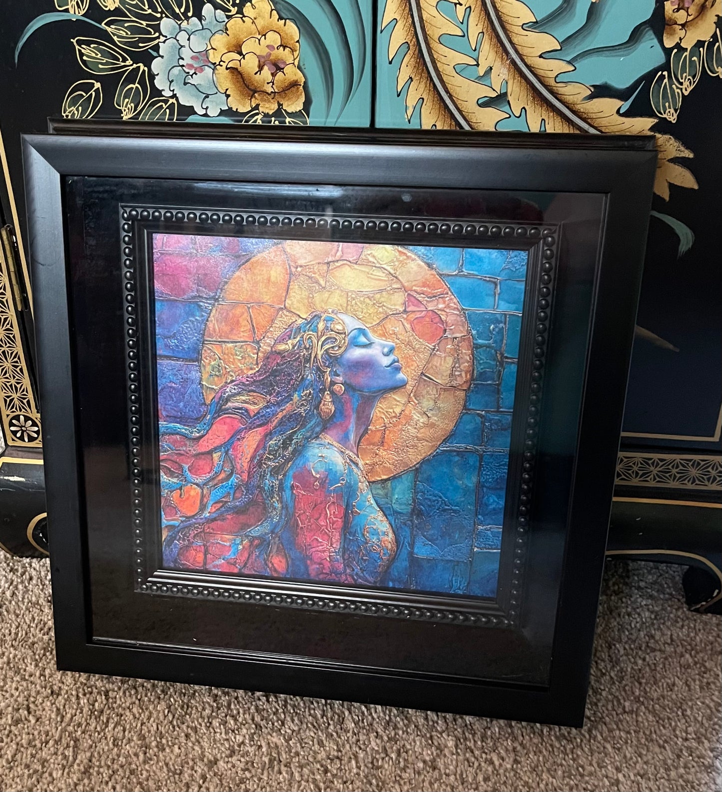 Limited Edition "Spirited" Art Print on Decoupage Rice Paper in Heavy Shadow Box Frame, Bodhi Home Decor