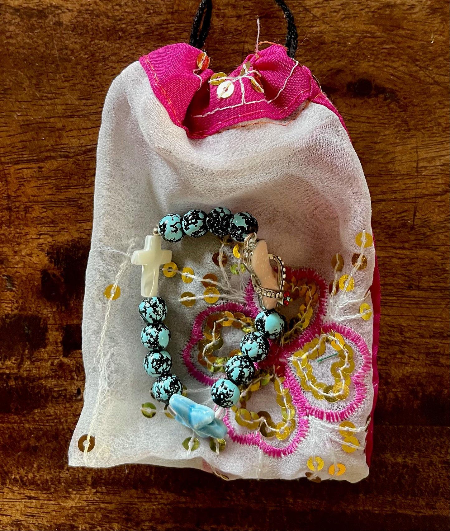 Little Goddess Hand Beaded Bracelet with Bedazled Flip Flop, Bodhi Jewelry