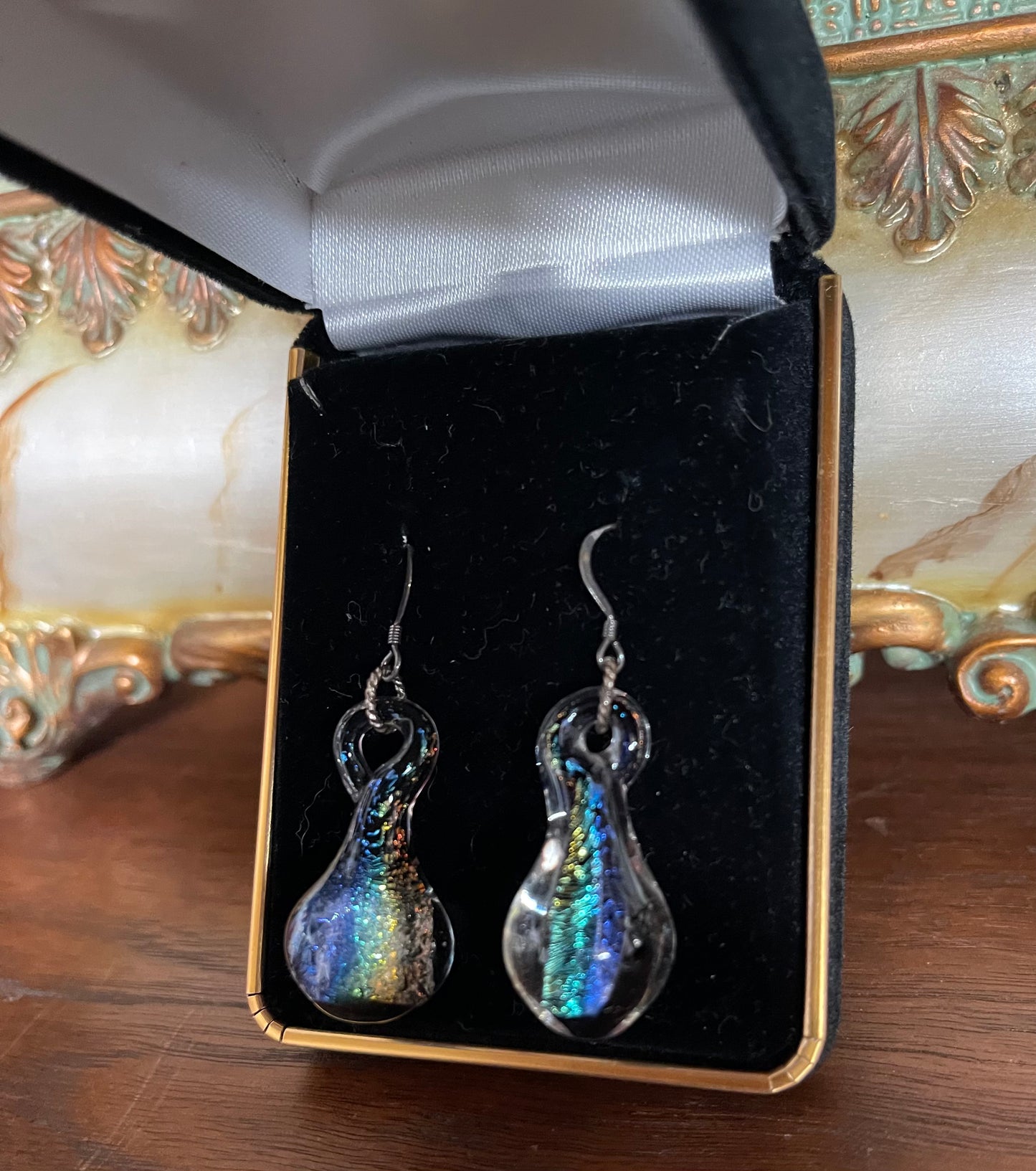 Vintage Hand Blown Glass Drop Earrings, Bodhi Jewelry