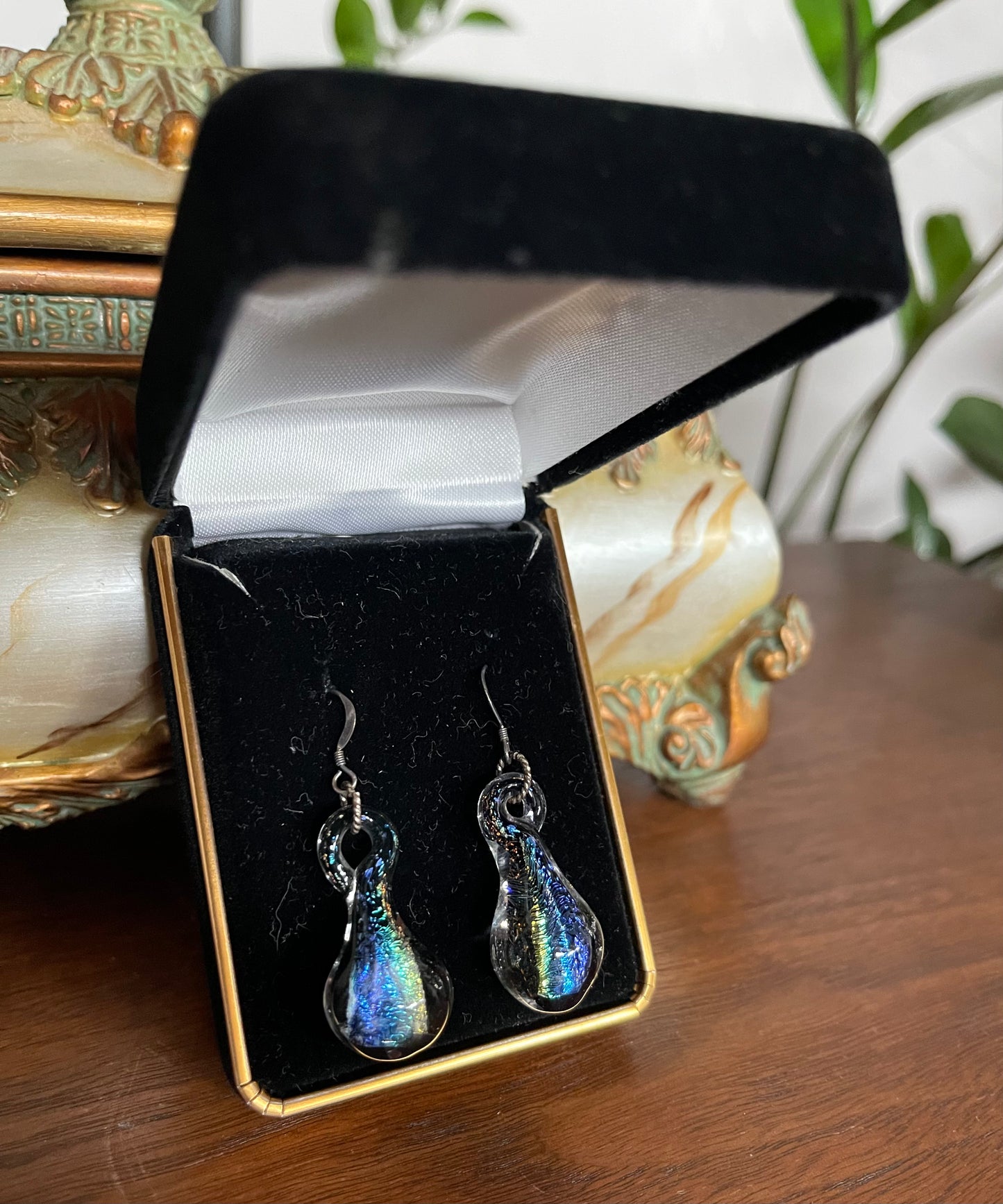 Vintage Hand Blown Glass Drop Earrings, Bodhi Jewelry