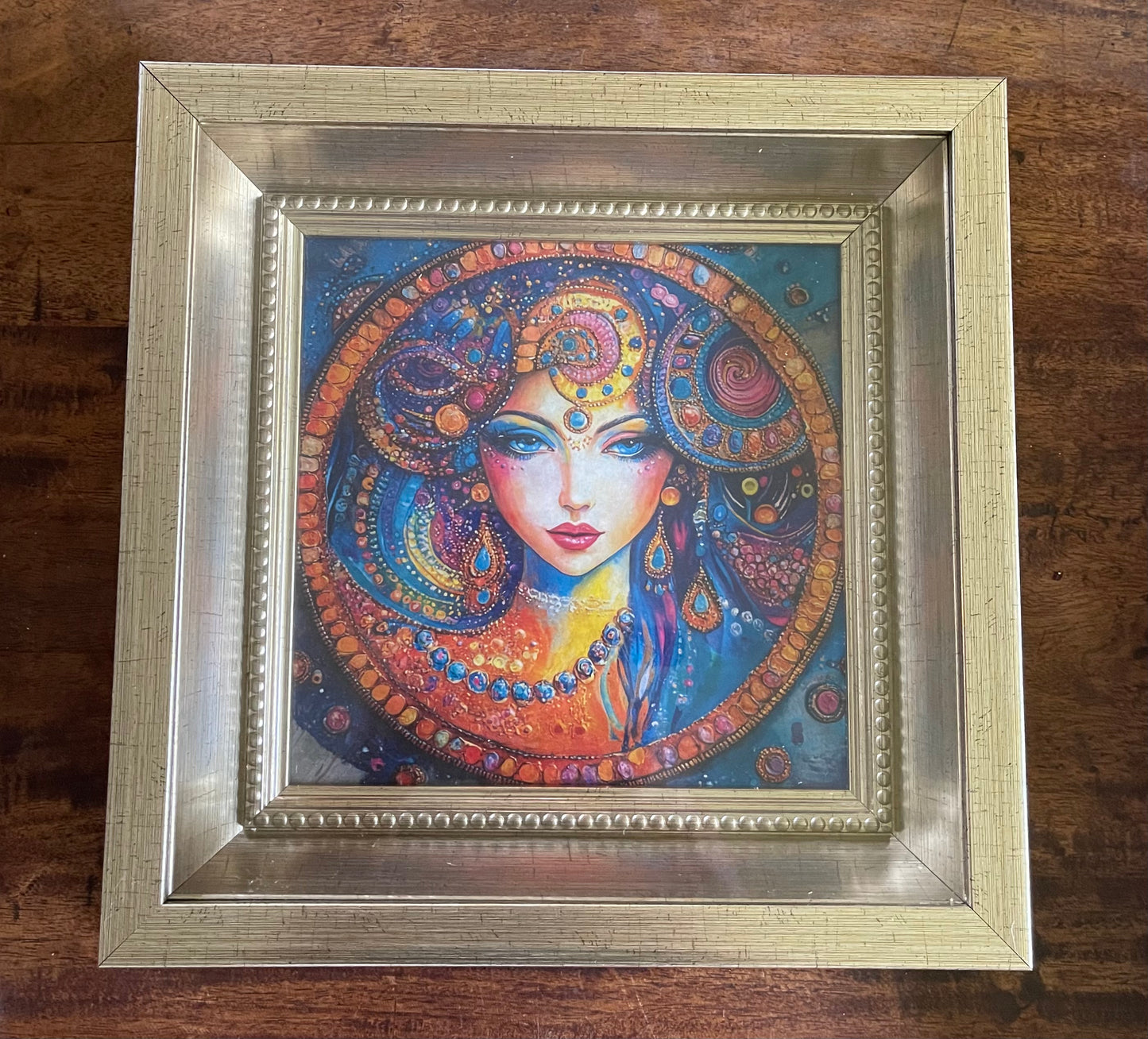 Limited Edition "Bliss" Goddess Art Print on Decoupage Rice Paper in Heavy Shadow Box Frame, Bodhi Home Decor